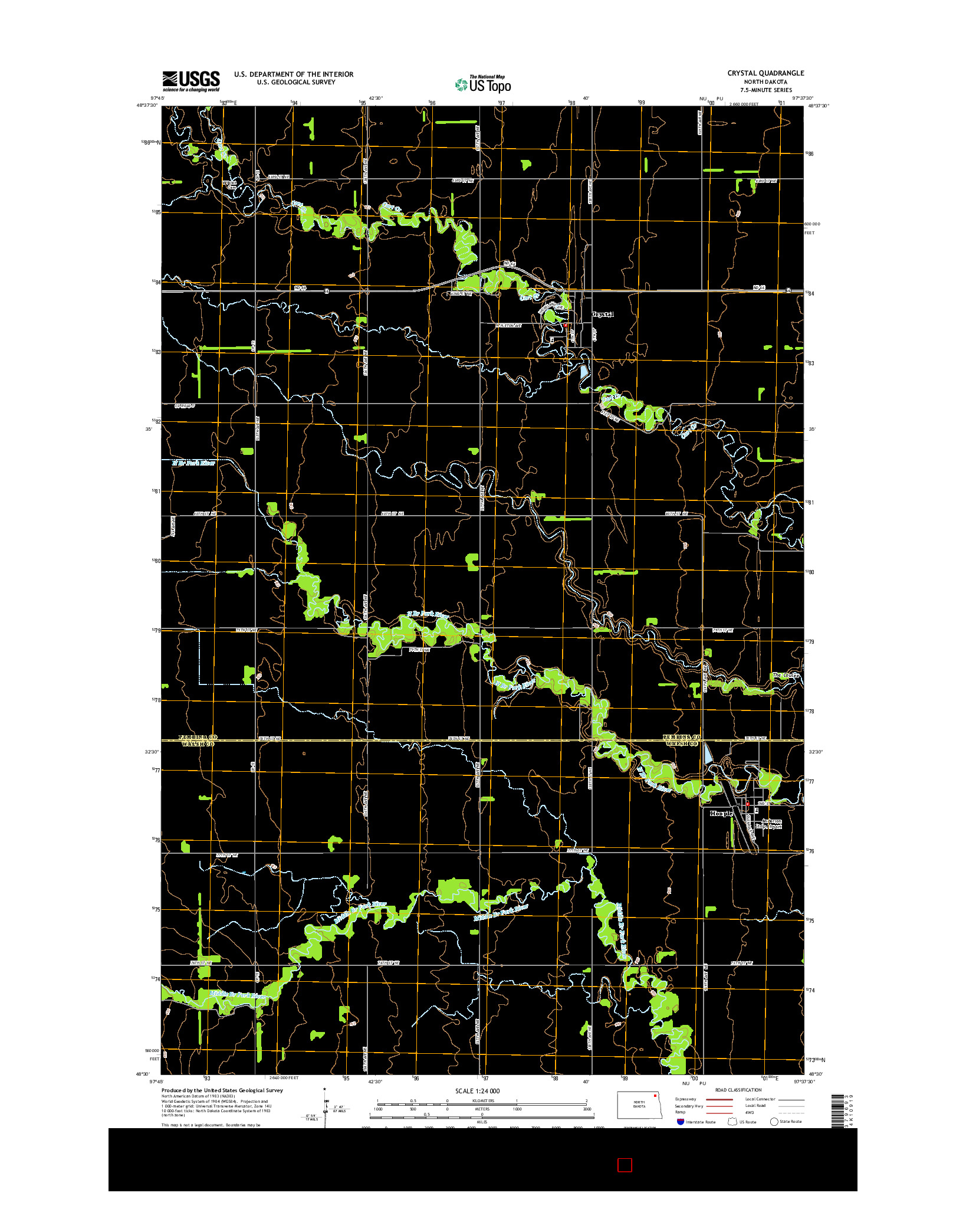 USGS US TOPO 7.5-MINUTE MAP FOR CRYSTAL, ND 2014