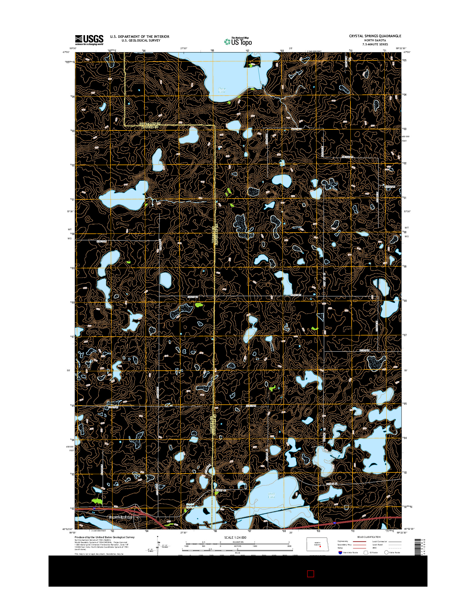 USGS US TOPO 7.5-MINUTE MAP FOR CRYSTAL SPRINGS, ND 2014
