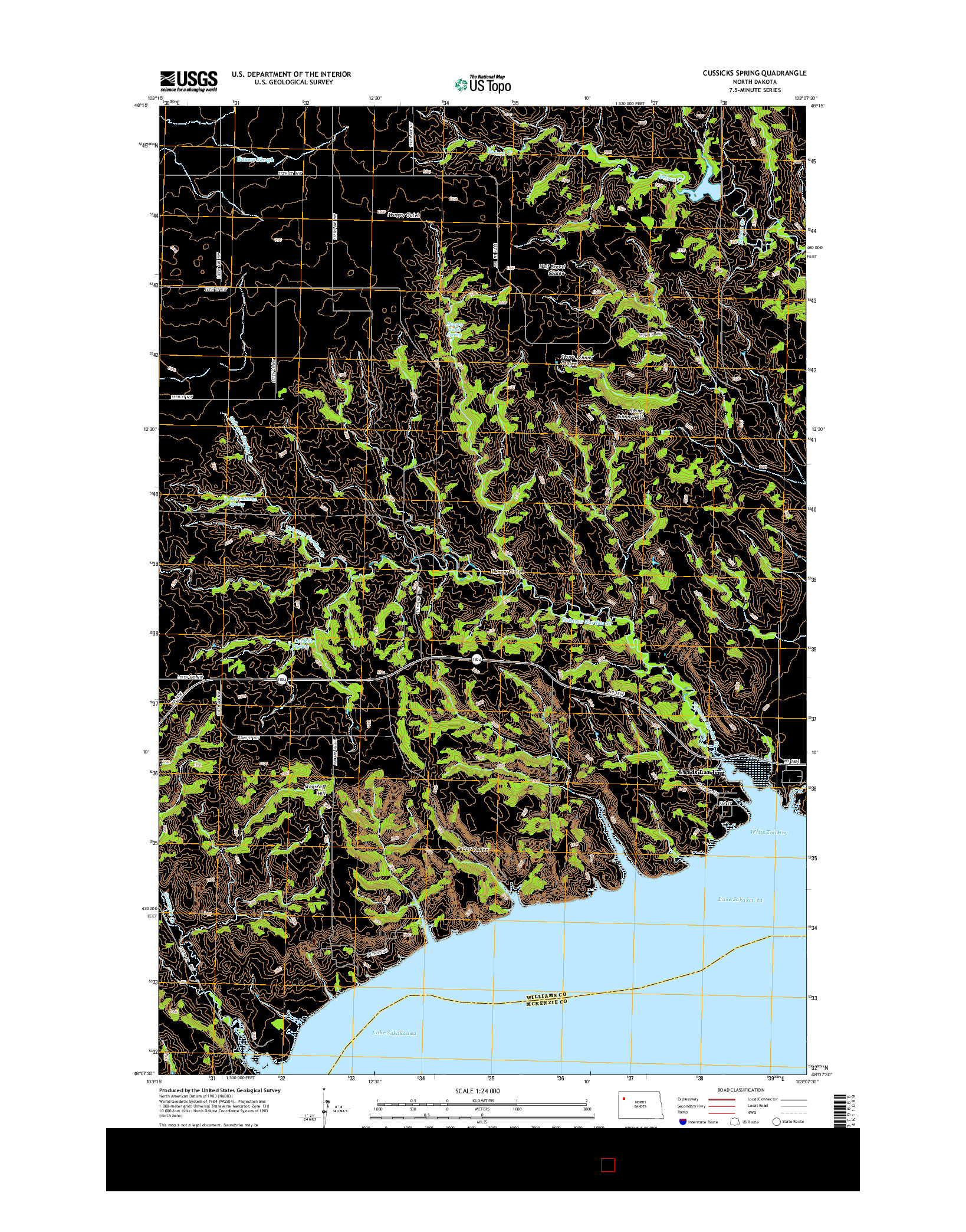 USGS US TOPO 7.5-MINUTE MAP FOR CUSSICKS SPRING, ND 2014