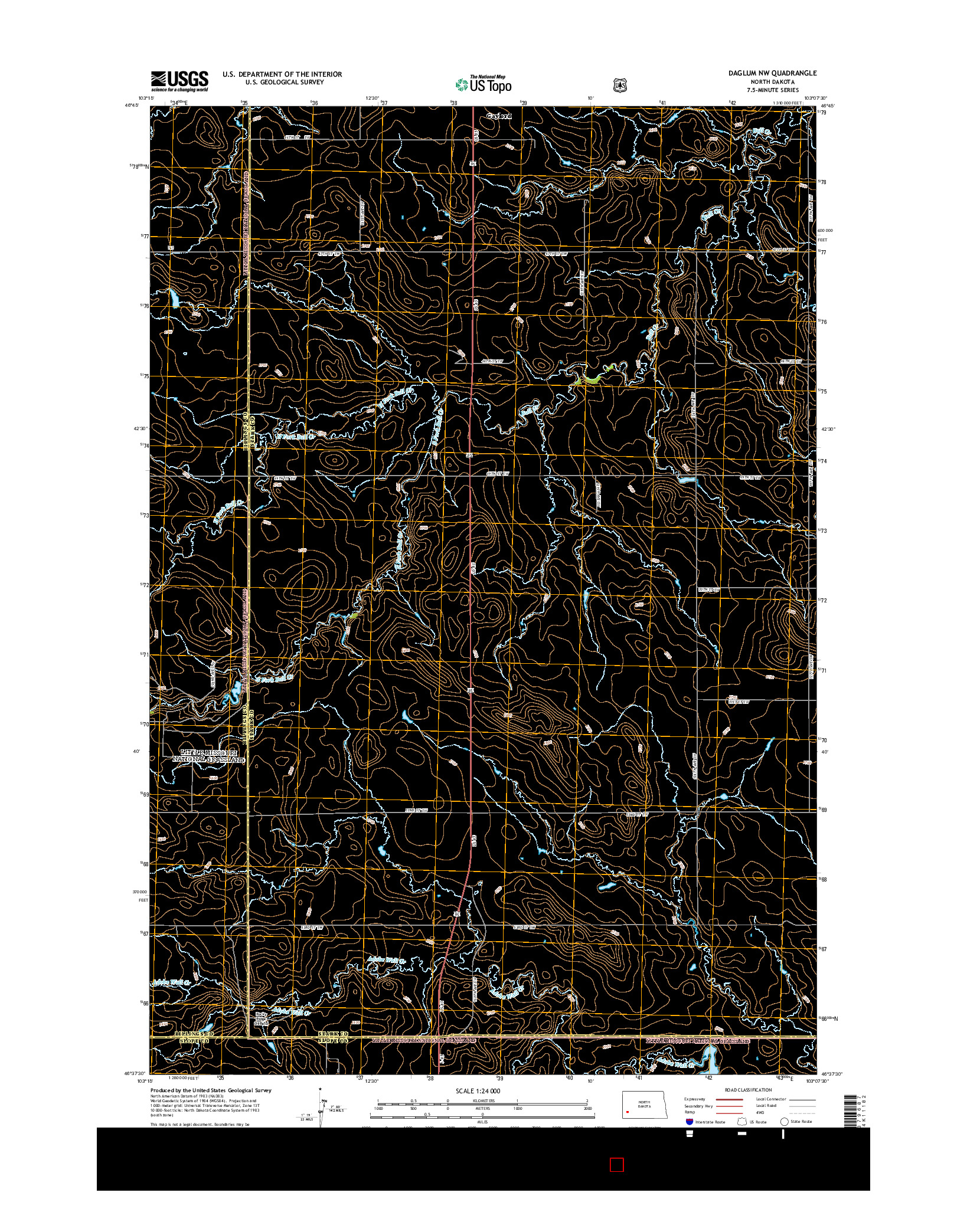 USGS US TOPO 7.5-MINUTE MAP FOR DAGLUM NW, ND 2014
