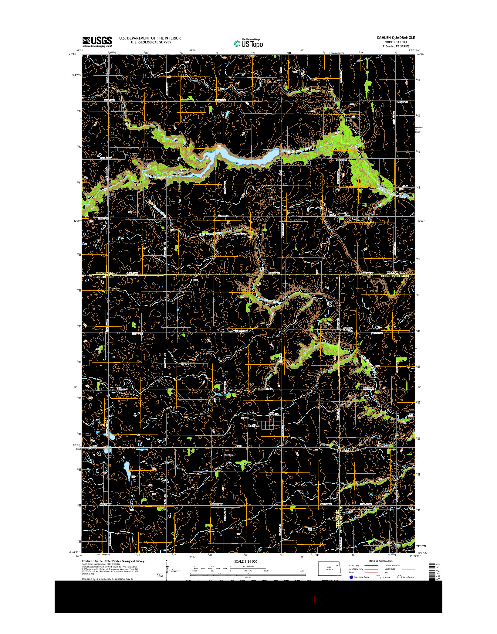 USGS US TOPO 7.5-MINUTE MAP FOR DAHLEN, ND 2014