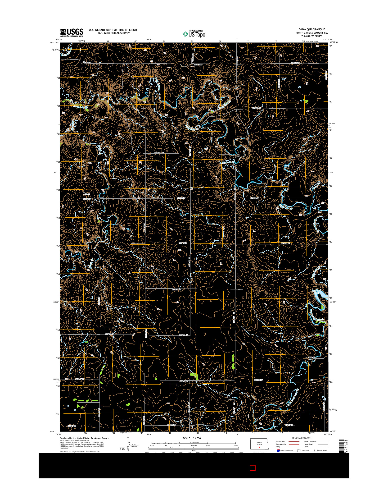 USGS US TOPO 7.5-MINUTE MAP FOR DANA, ND 2014