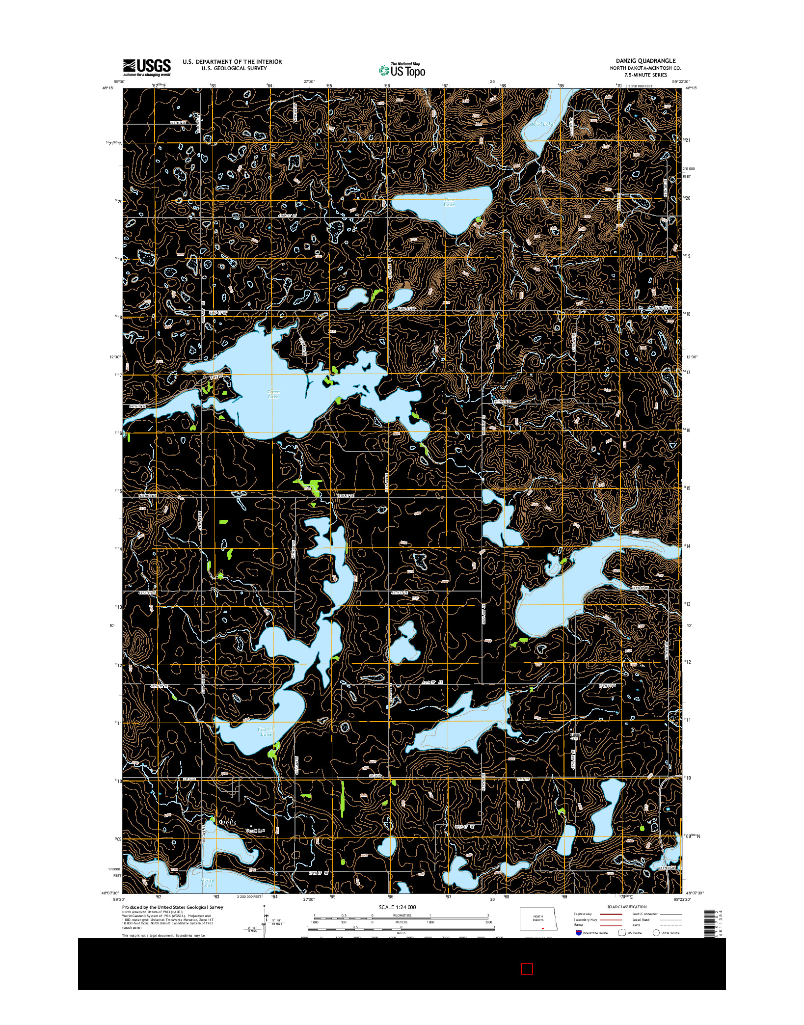 USGS US TOPO 7.5-MINUTE MAP FOR DANZIG, ND 2014