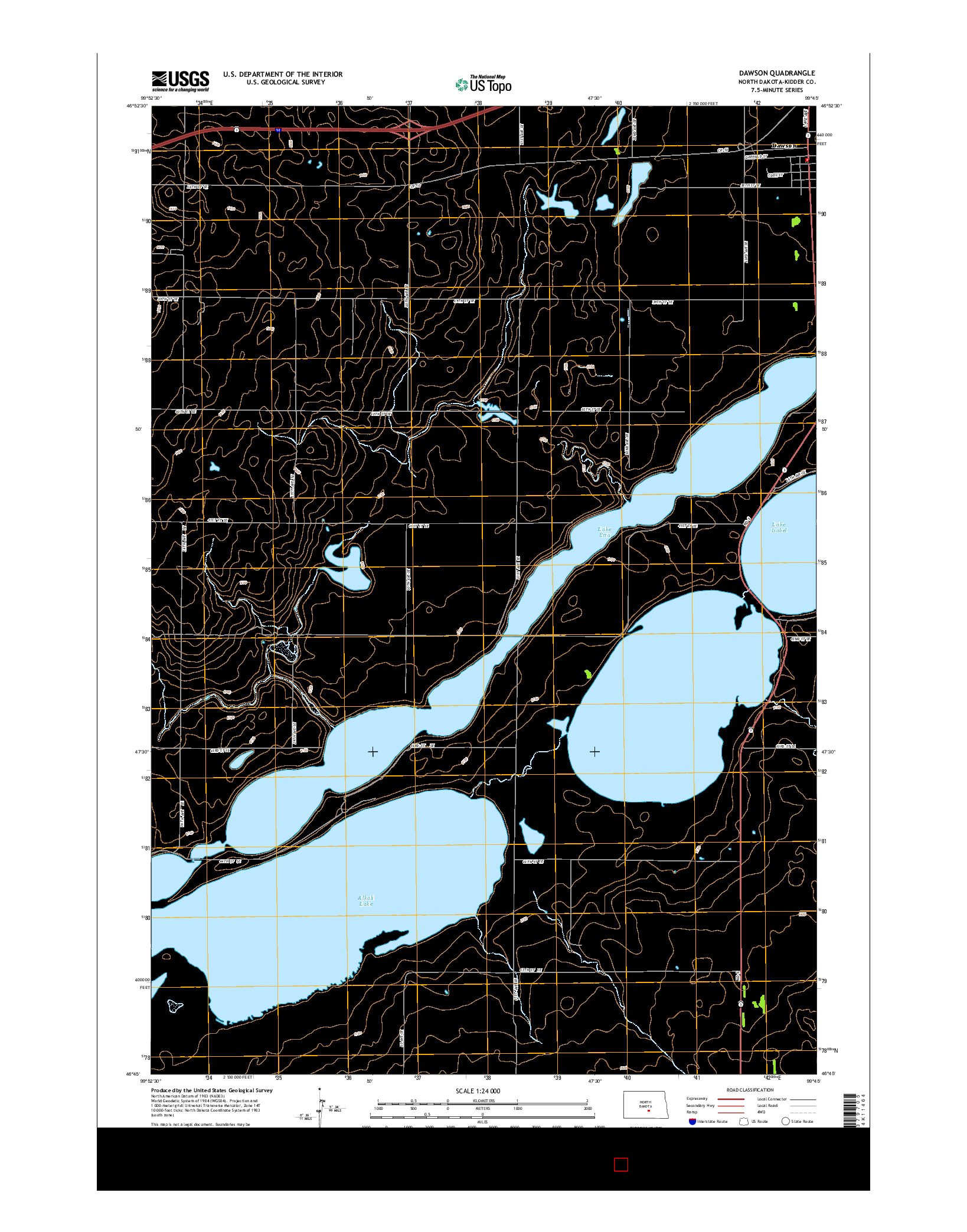 USGS US TOPO 7.5-MINUTE MAP FOR DAWSON, ND 2014
