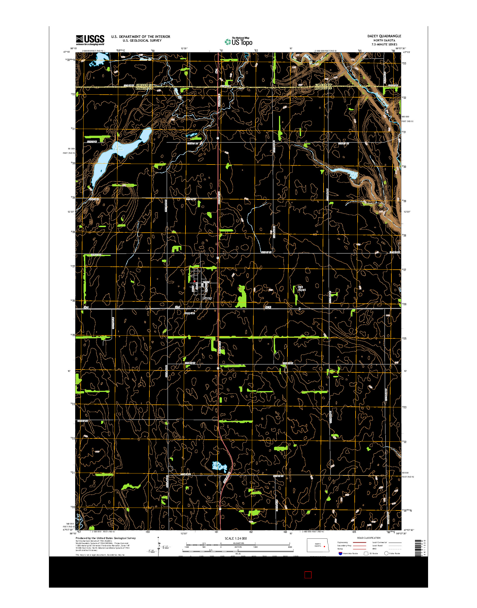USGS US TOPO 7.5-MINUTE MAP FOR DAZEY, ND 2014