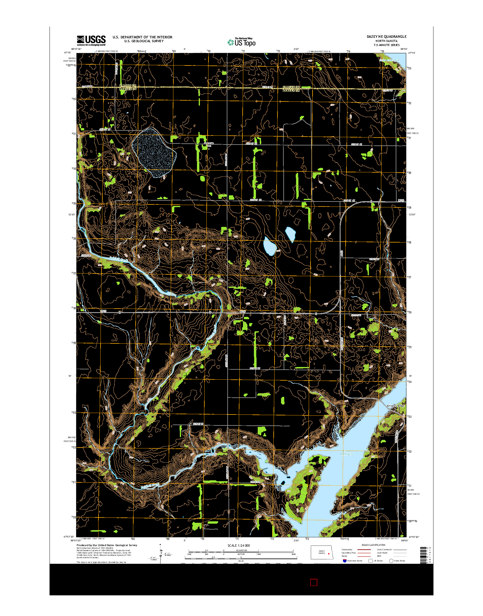 USGS US TOPO 7.5-MINUTE MAP FOR DAZEY NE, ND 2014