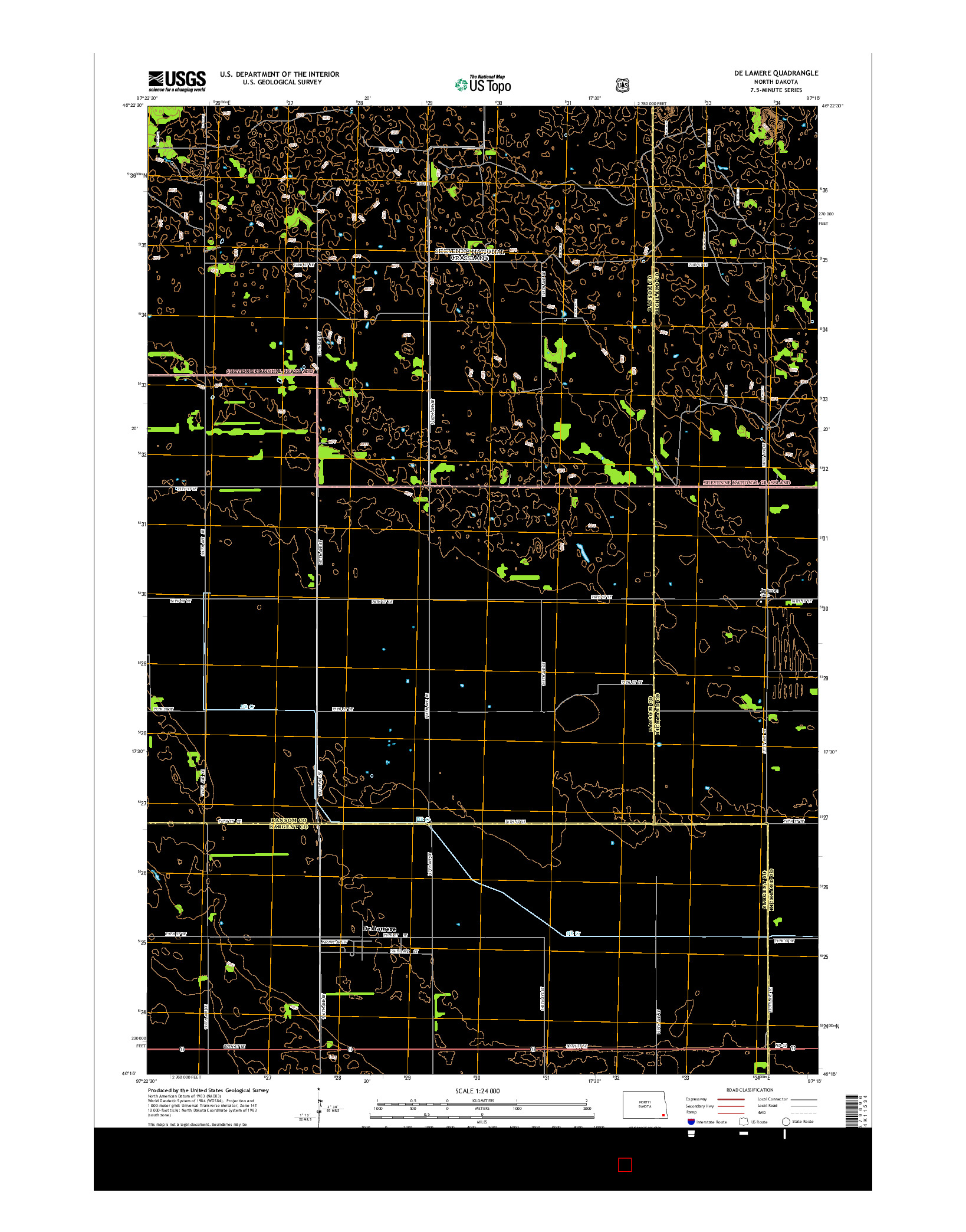 USGS US TOPO 7.5-MINUTE MAP FOR DE LAMERE, ND 2014