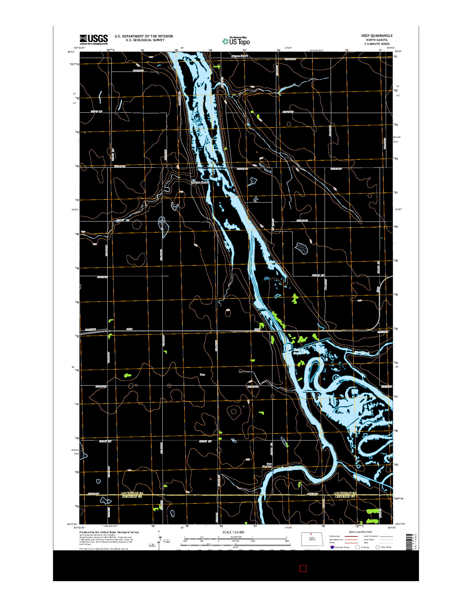 USGS US TOPO 7.5-MINUTE MAP FOR DEEP, ND 2014