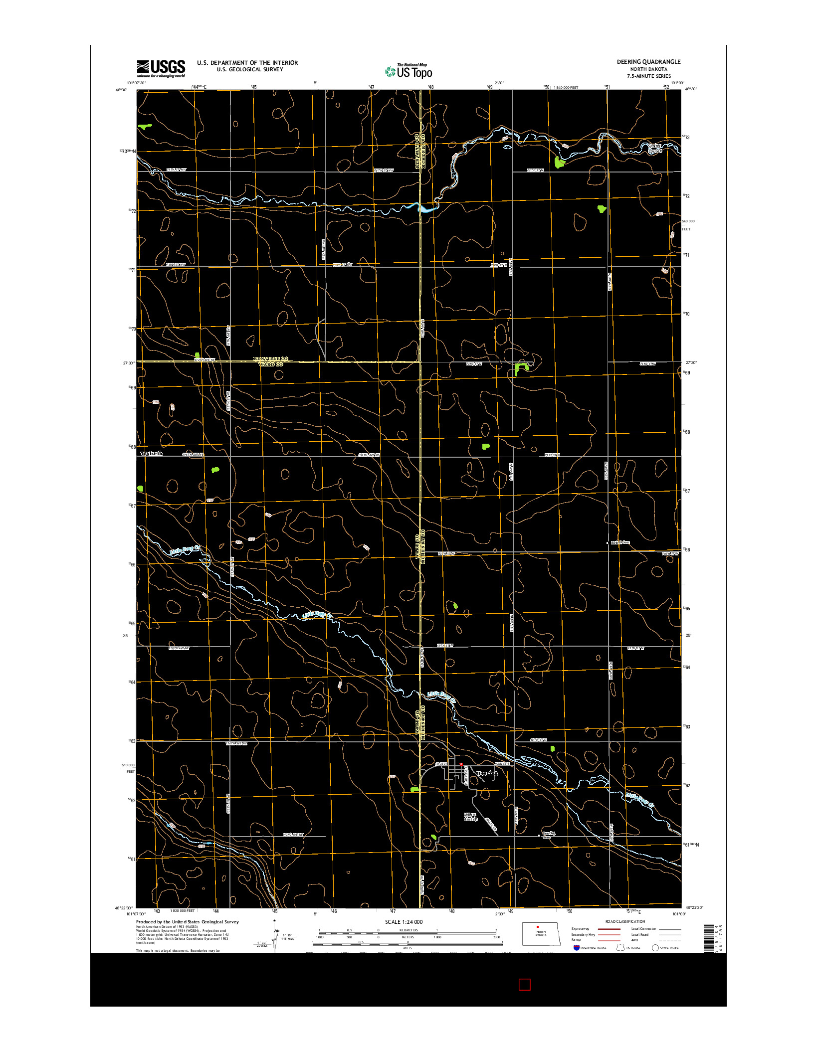 USGS US TOPO 7.5-MINUTE MAP FOR DEERING, ND 2014
