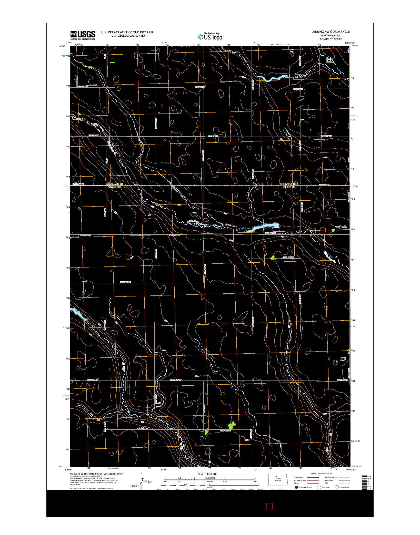USGS US TOPO 7.5-MINUTE MAP FOR DEERING NW, ND 2014