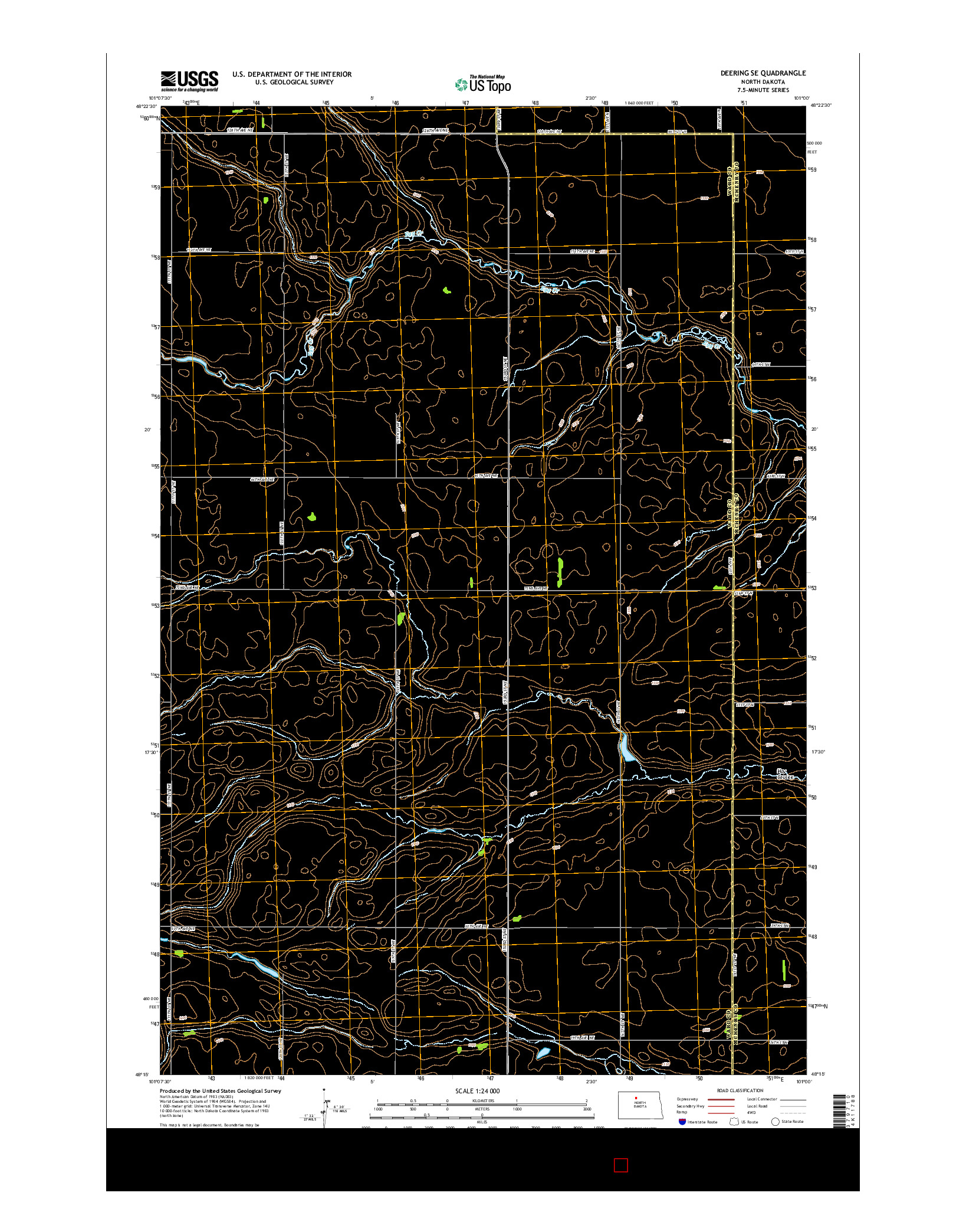 USGS US TOPO 7.5-MINUTE MAP FOR DEERING SE, ND 2014