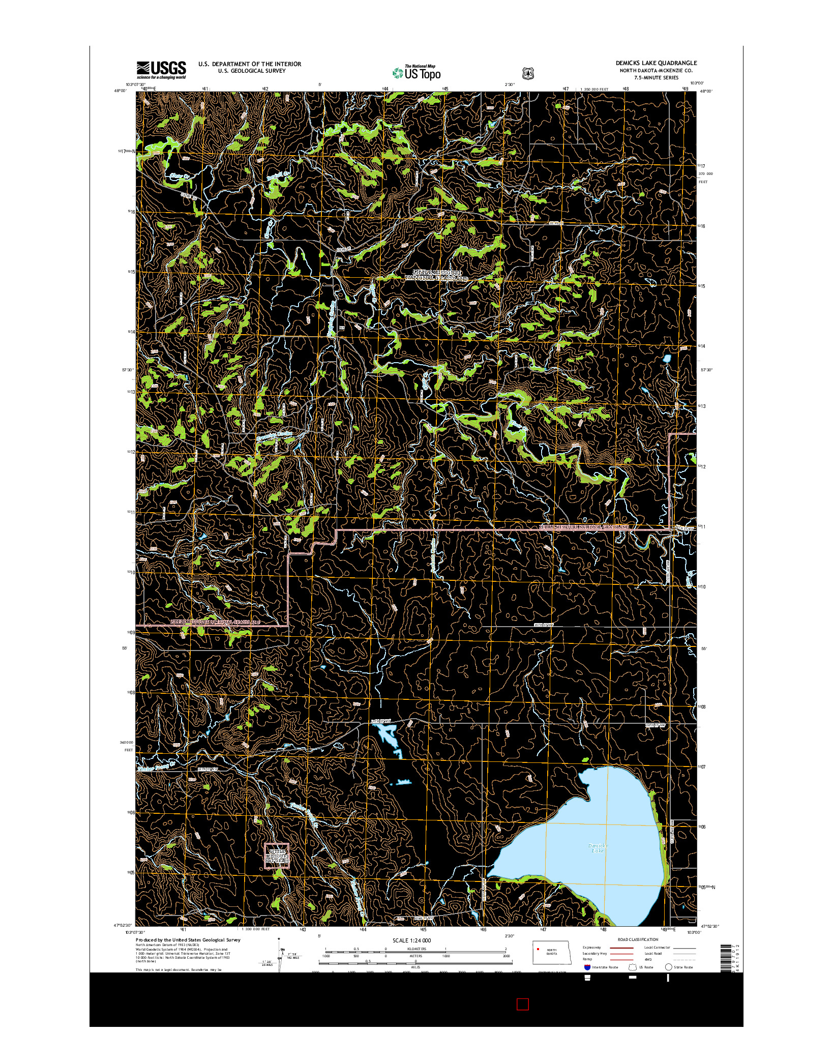 USGS US TOPO 7.5-MINUTE MAP FOR DEMICKS LAKE, ND 2014
