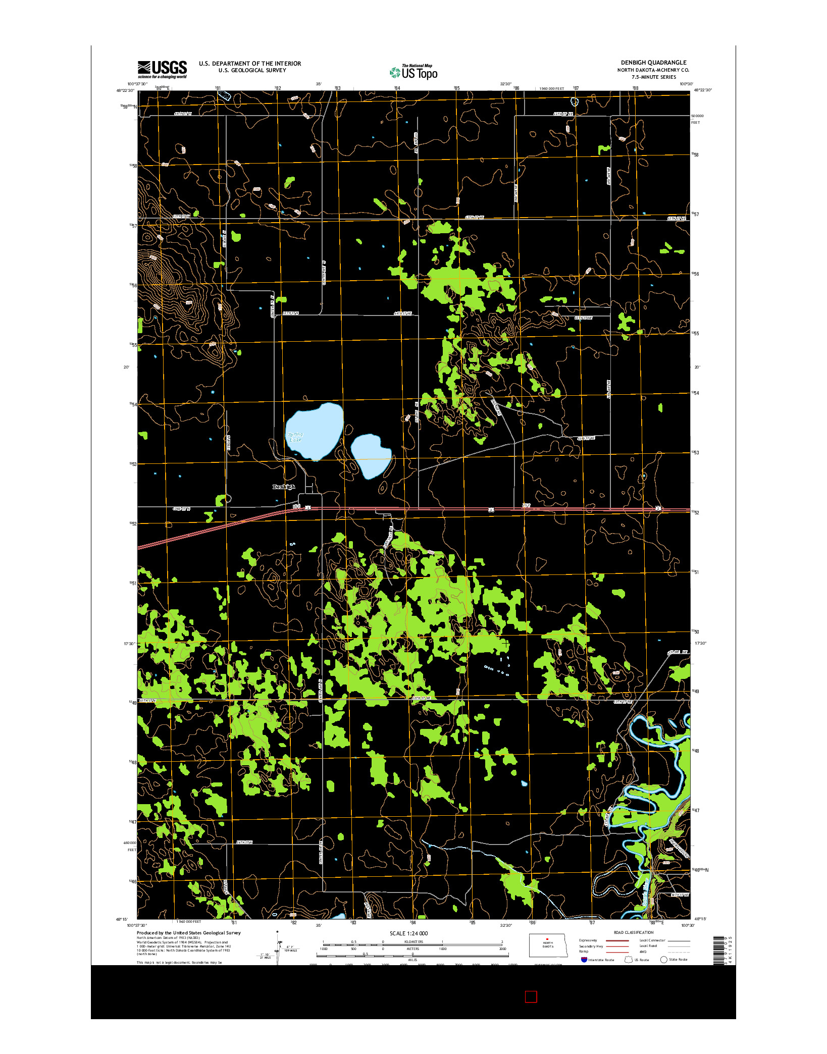 USGS US TOPO 7.5-MINUTE MAP FOR DENBIGH, ND 2014