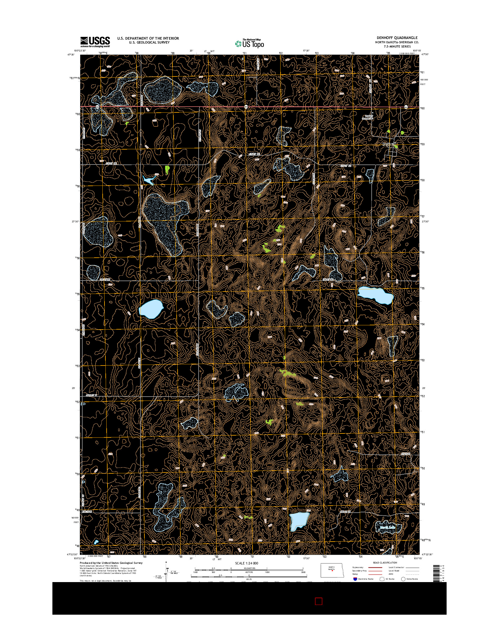 USGS US TOPO 7.5-MINUTE MAP FOR DENHOFF, ND 2014