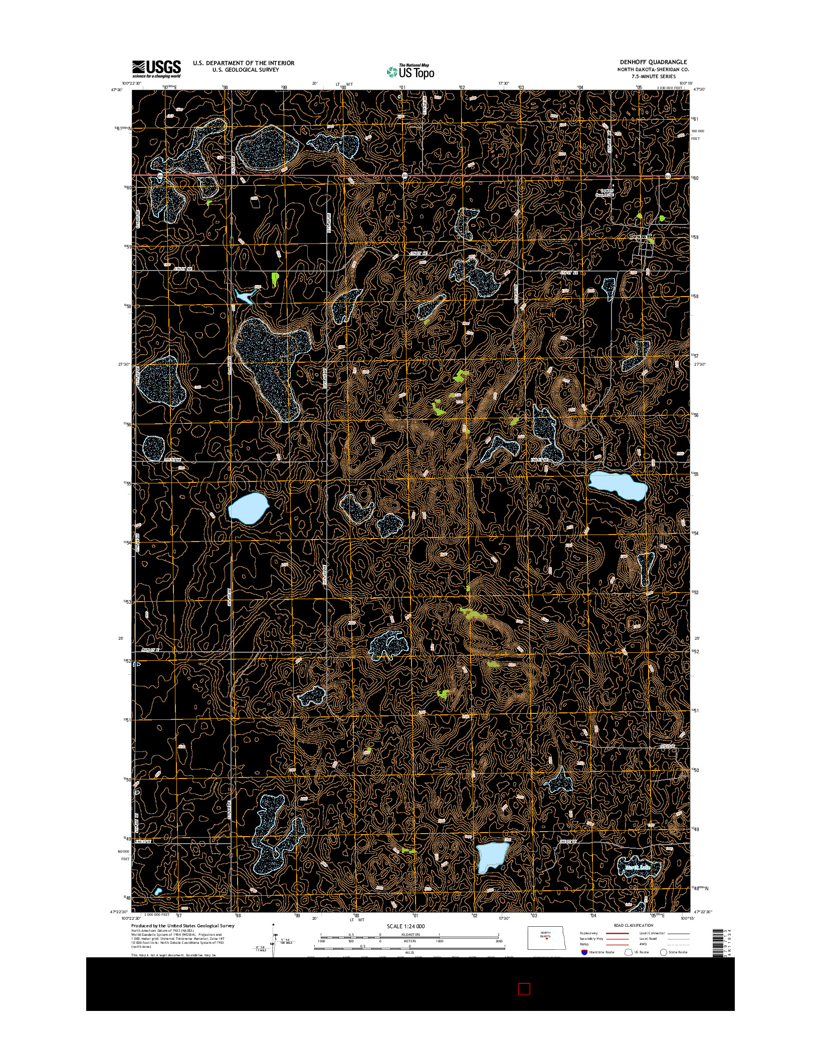 USGS US TOPO 7.5-MINUTE MAP FOR DENHOFF, ND 2014