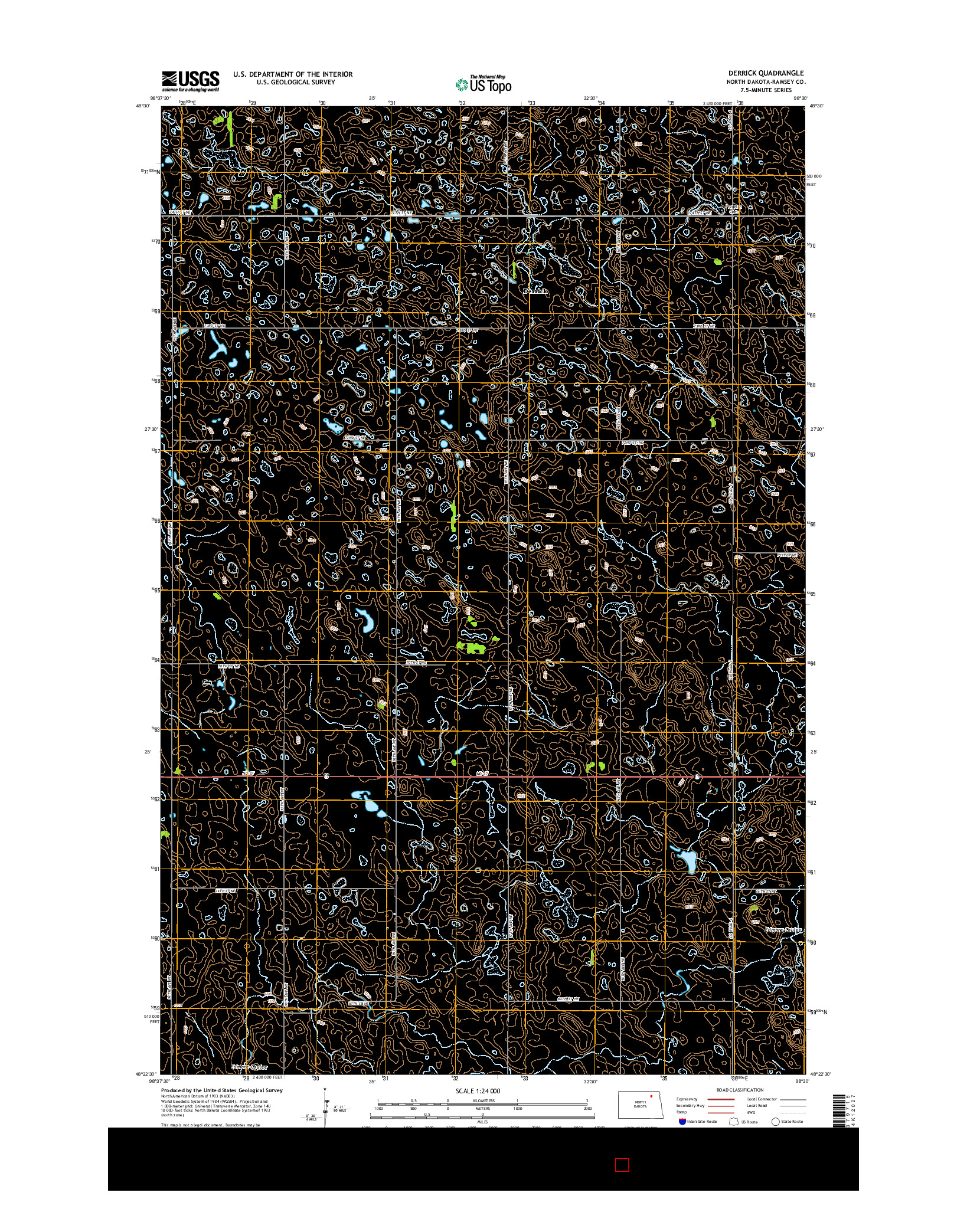 USGS US TOPO 7.5-MINUTE MAP FOR DERRICK, ND 2014