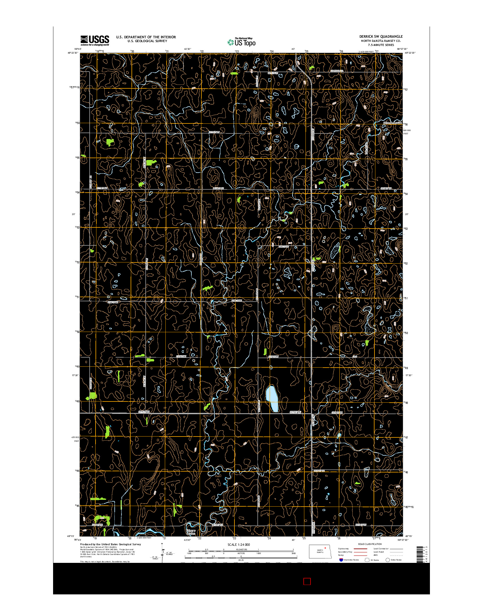 USGS US TOPO 7.5-MINUTE MAP FOR DERRICK SW, ND 2014