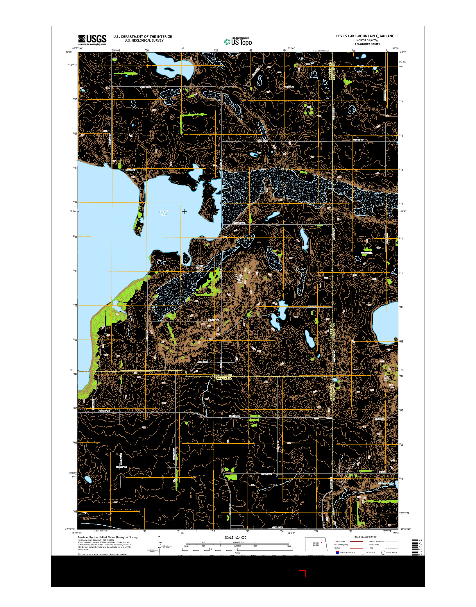 USGS US TOPO 7.5-MINUTE MAP FOR DEVILS LAKE MOUNTAIN, ND 2014