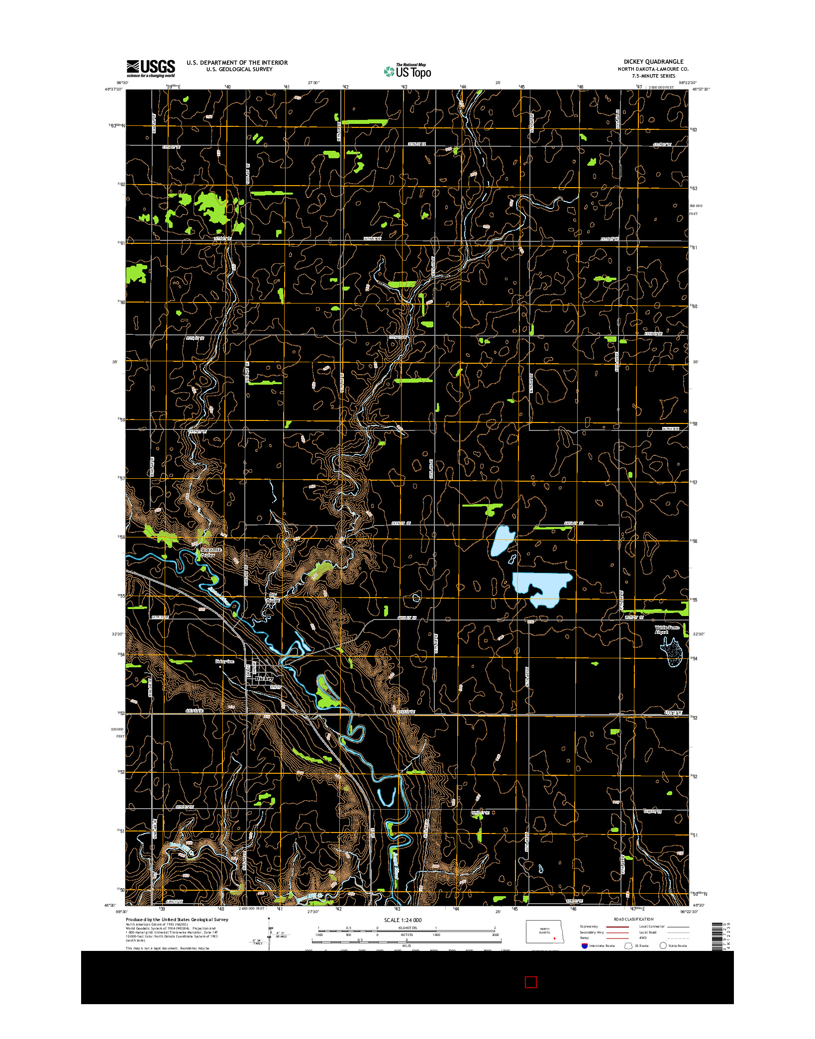 USGS US TOPO 7.5-MINUTE MAP FOR DICKEY, ND 2014