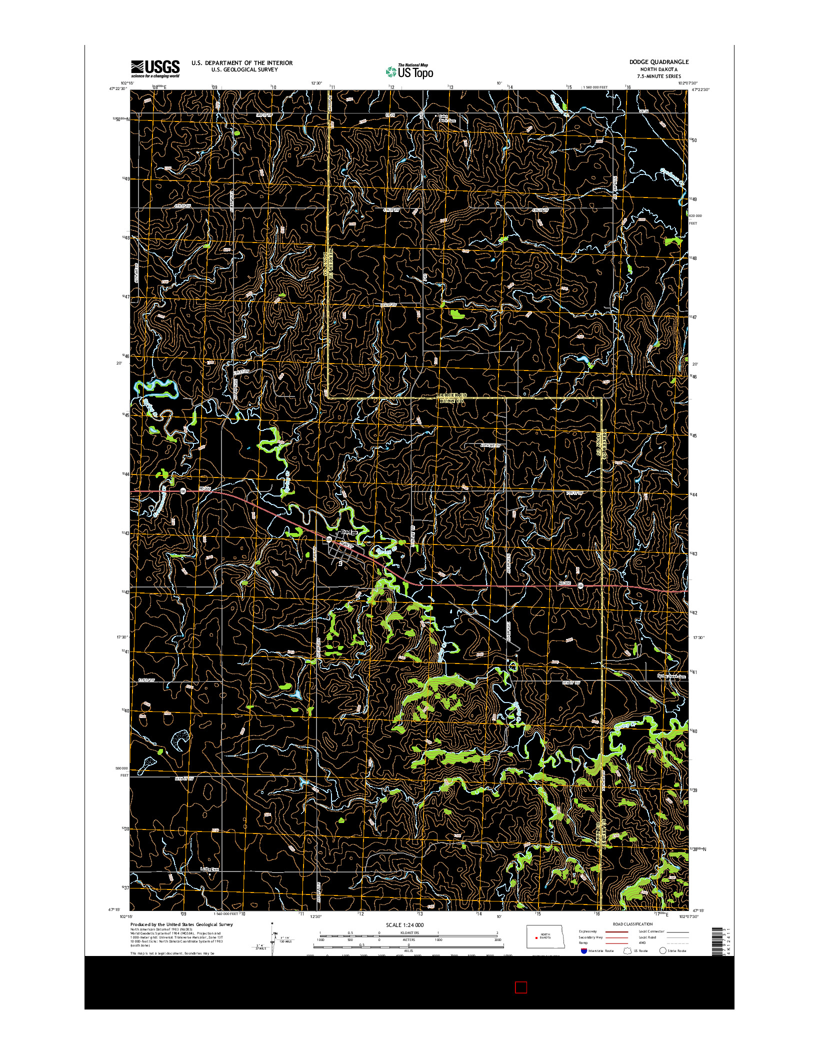 USGS US TOPO 7.5-MINUTE MAP FOR DODGE, ND 2014