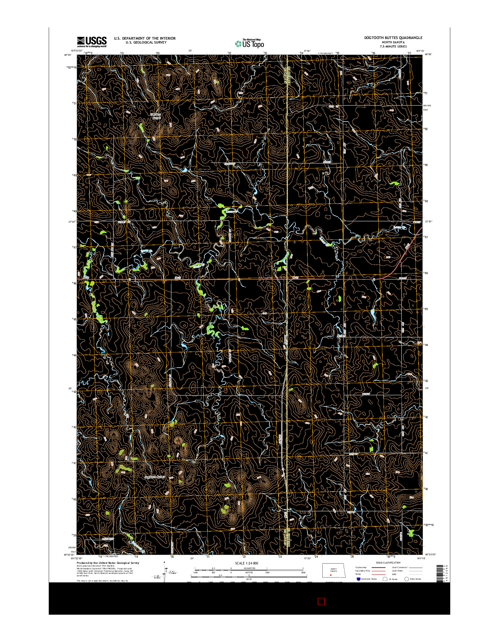 USGS US TOPO 7.5-MINUTE MAP FOR DOGTOOTH BUTTES, ND 2014