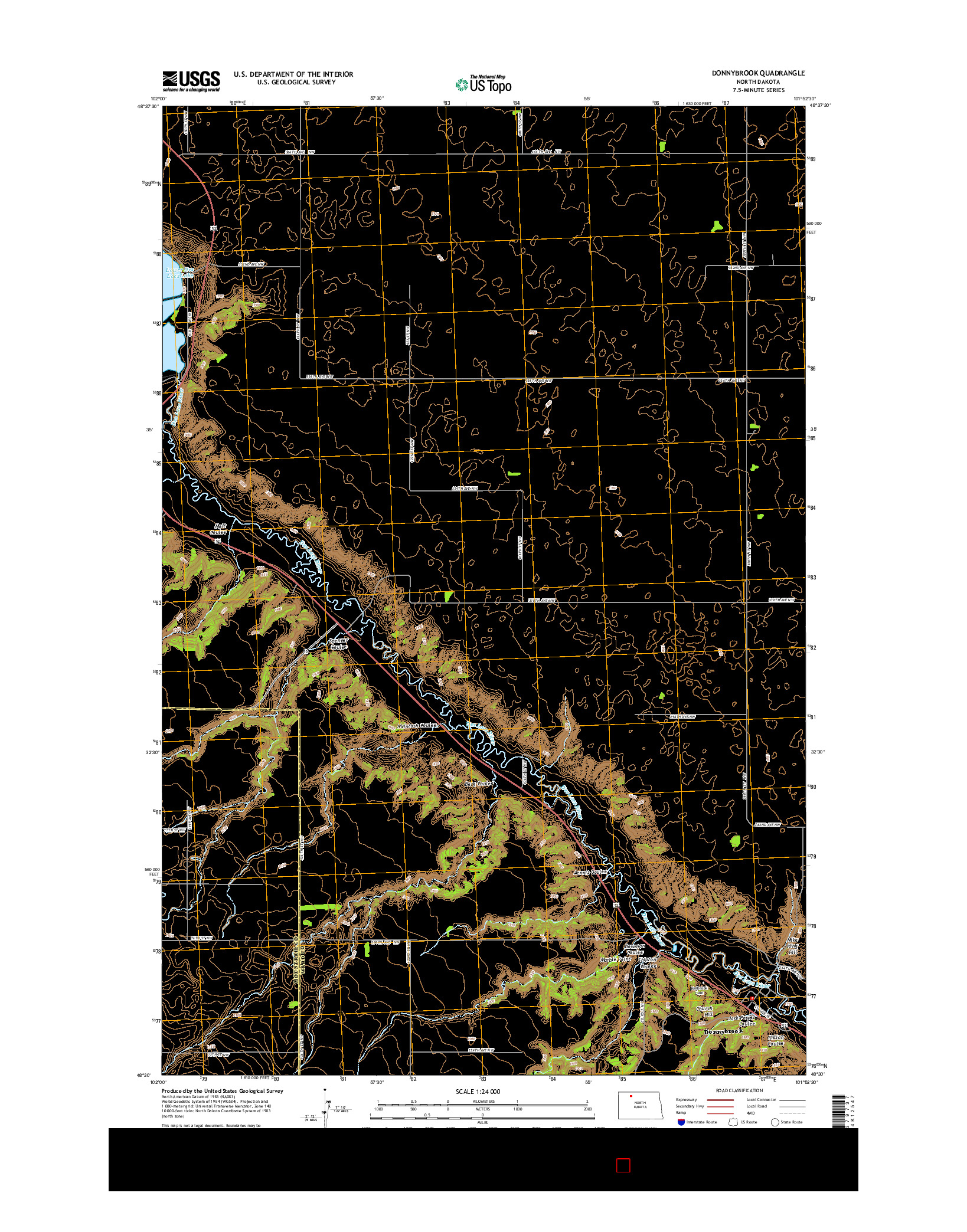 USGS US TOPO 7.5-MINUTE MAP FOR DONNYBROOK, ND 2014