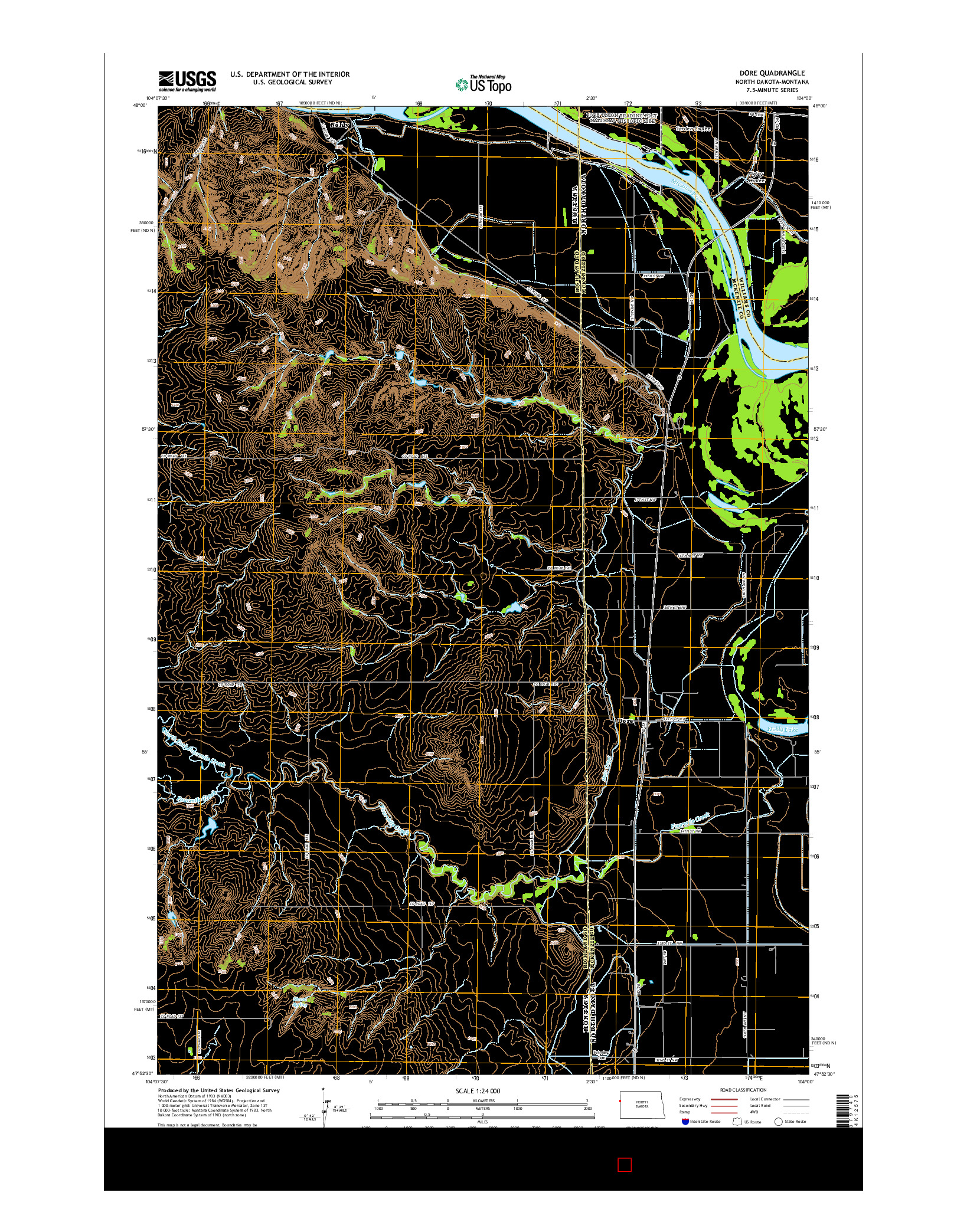 USGS US TOPO 7.5-MINUTE MAP FOR DORE, ND-MT 2014