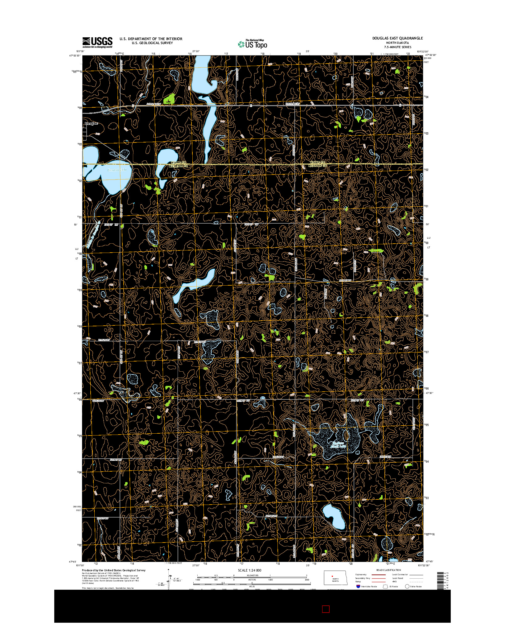 USGS US TOPO 7.5-MINUTE MAP FOR DOUGLAS EAST, ND 2014