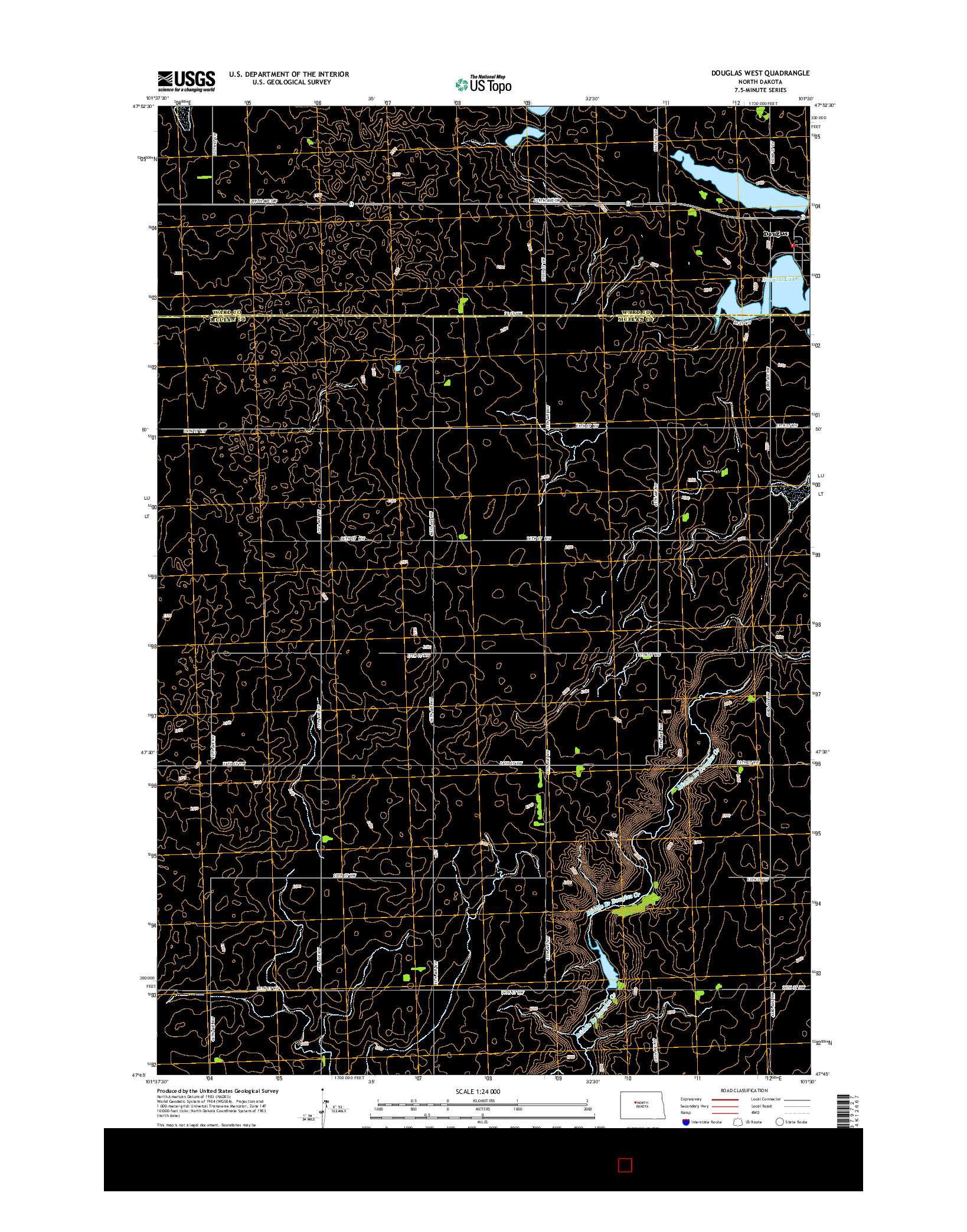 USGS US TOPO 7.5-MINUTE MAP FOR DOUGLAS WEST, ND 2014