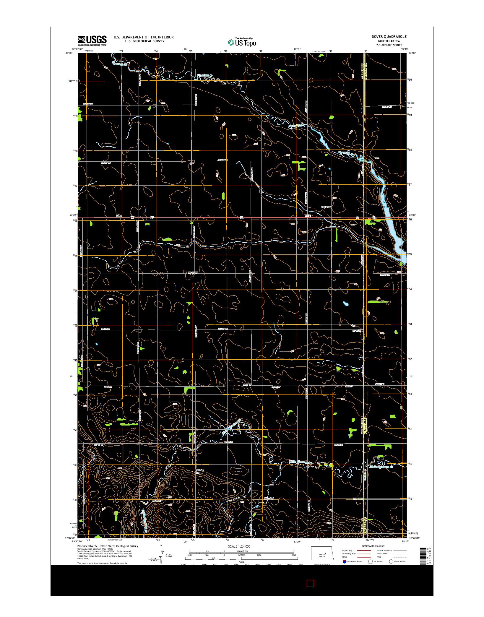 USGS US TOPO 7.5-MINUTE MAP FOR DOVER, ND 2014