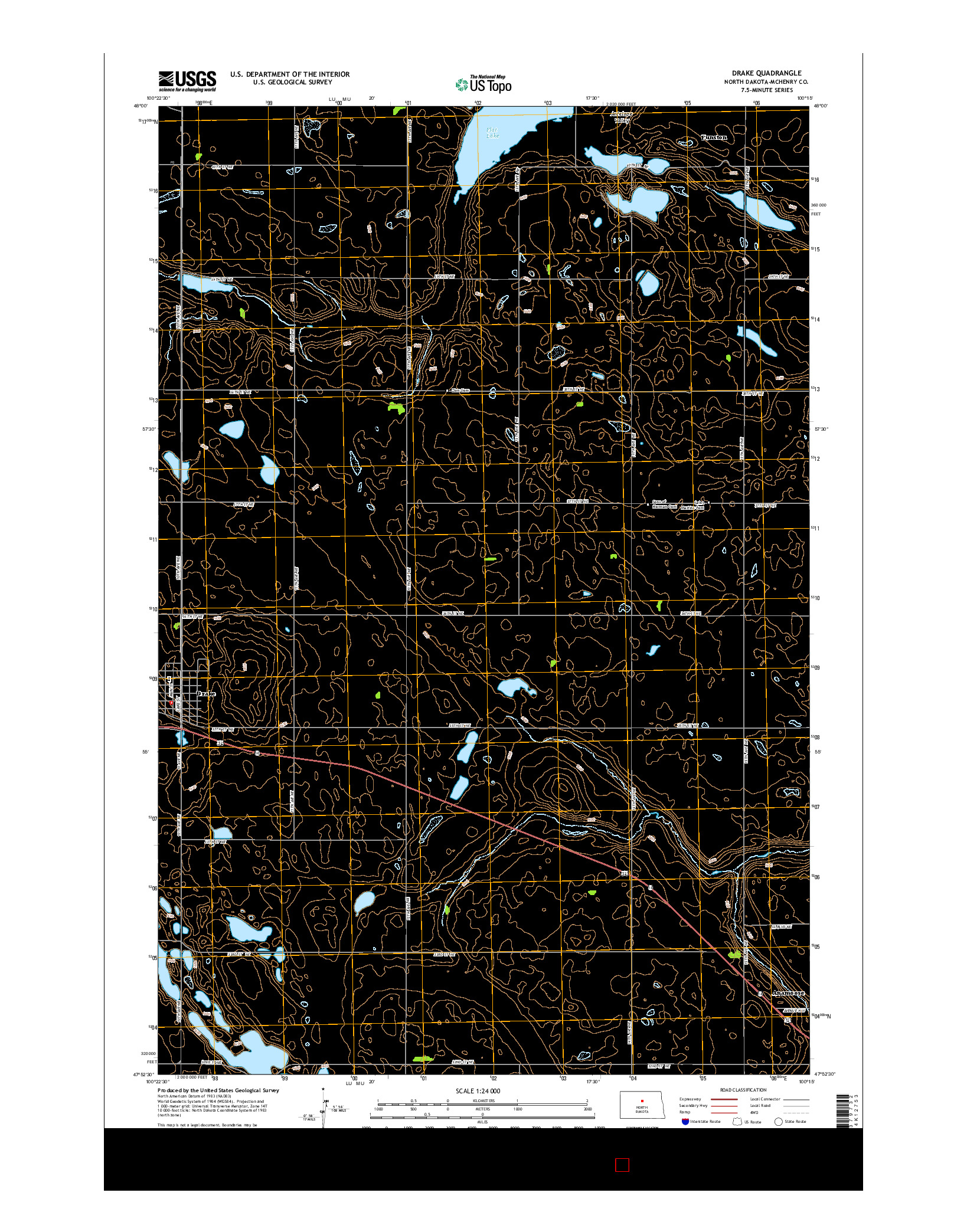 USGS US TOPO 7.5-MINUTE MAP FOR DRAKE, ND 2014