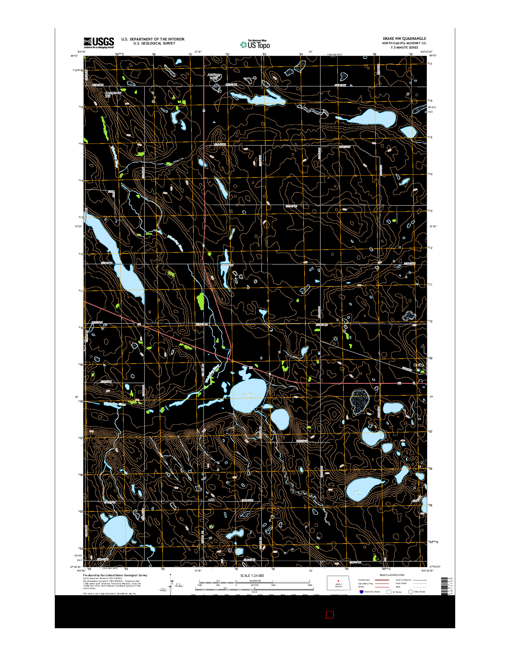 USGS US TOPO 7.5-MINUTE MAP FOR DRAKE NW, ND 2014