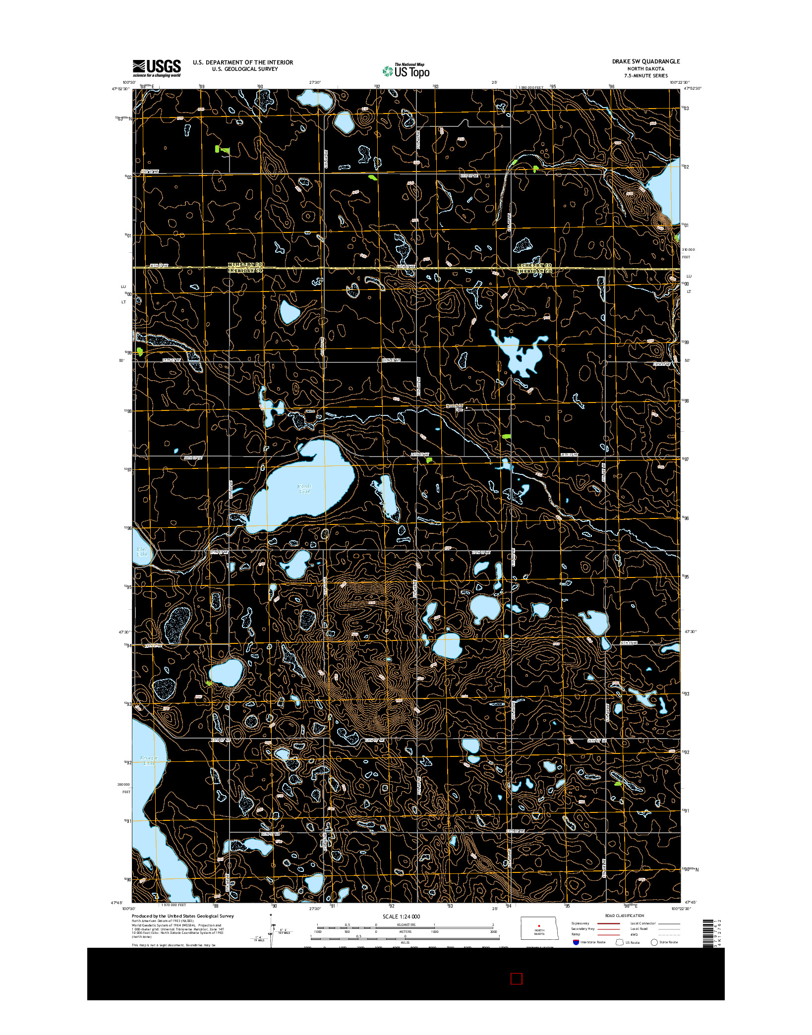 USGS US TOPO 7.5-MINUTE MAP FOR DRAKE SW, ND 2014