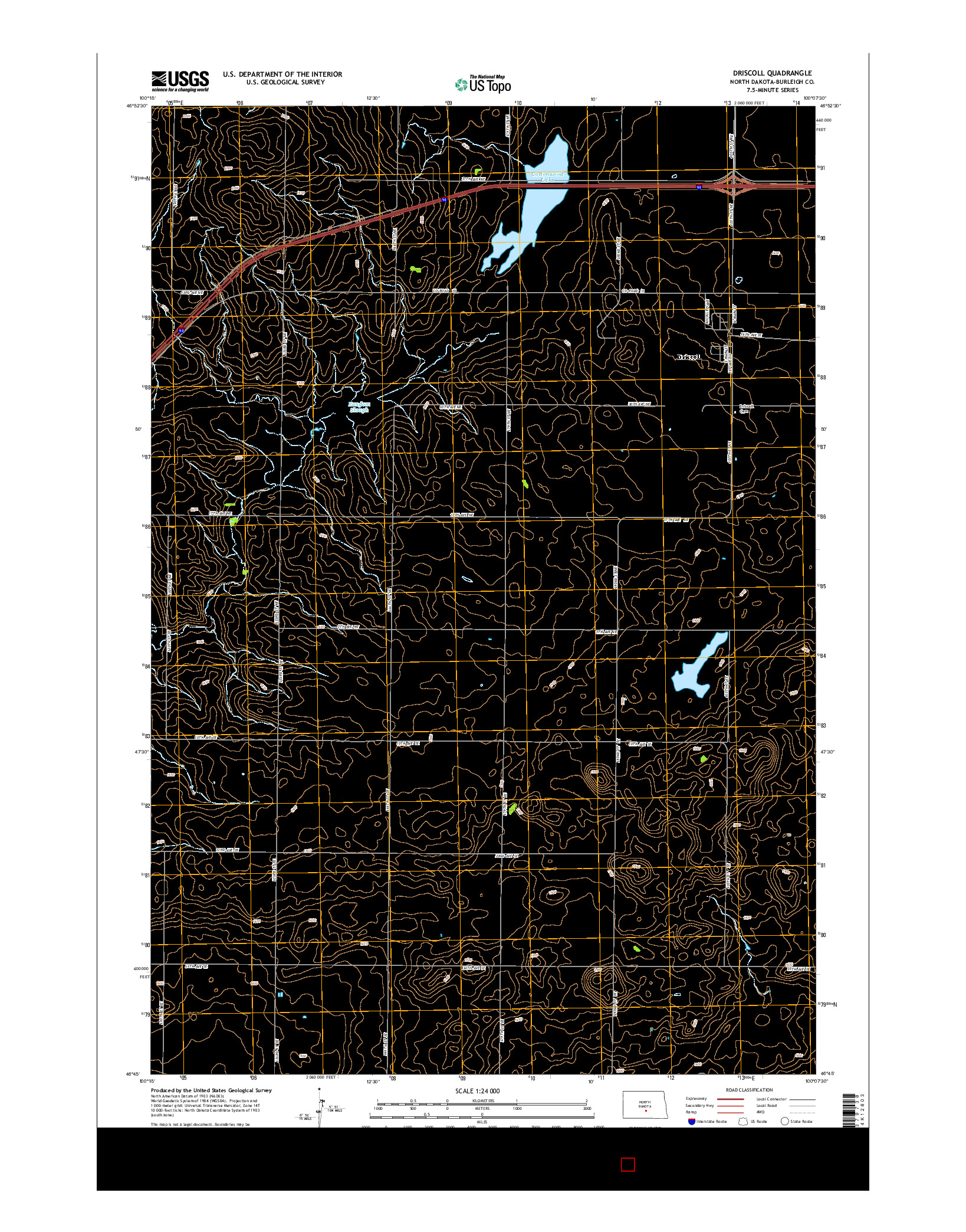 USGS US TOPO 7.5-MINUTE MAP FOR DRISCOLL, ND 2014
