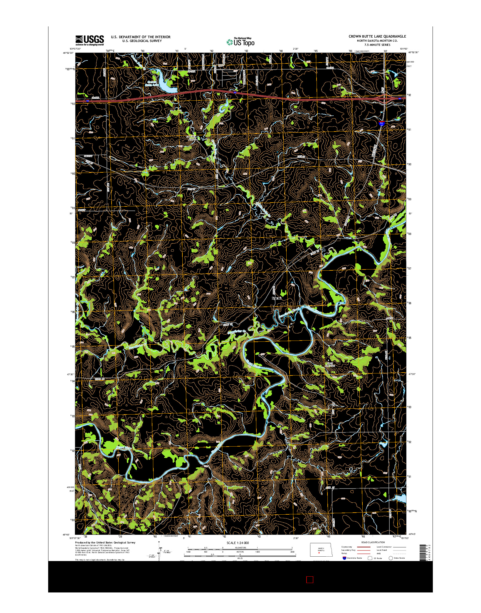 USGS US TOPO 7.5-MINUTE MAP FOR CROWN BUTTE LAKE, ND 2014