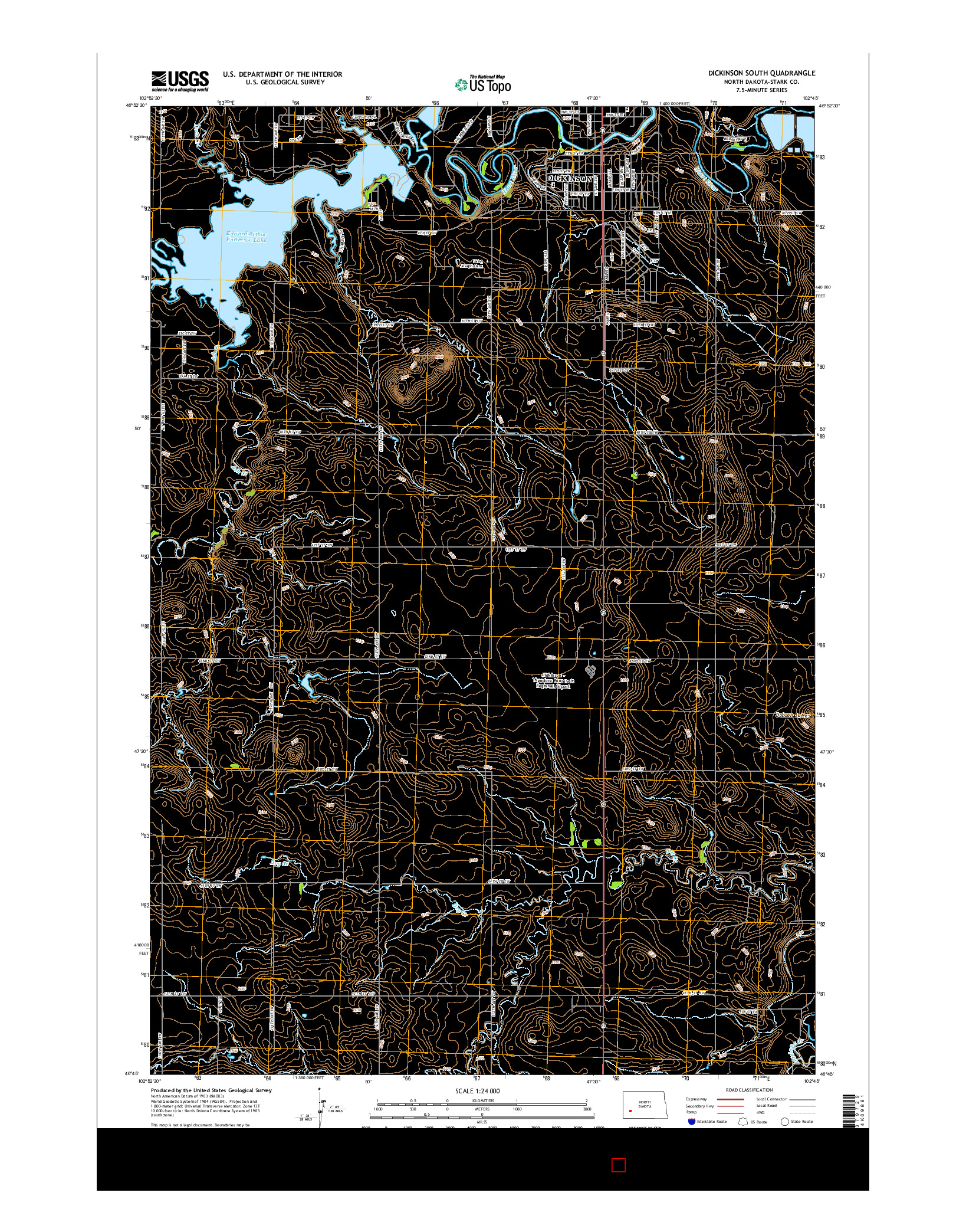 USGS US TOPO 7.5-MINUTE MAP FOR DICKINSON SOUTH, ND 2014