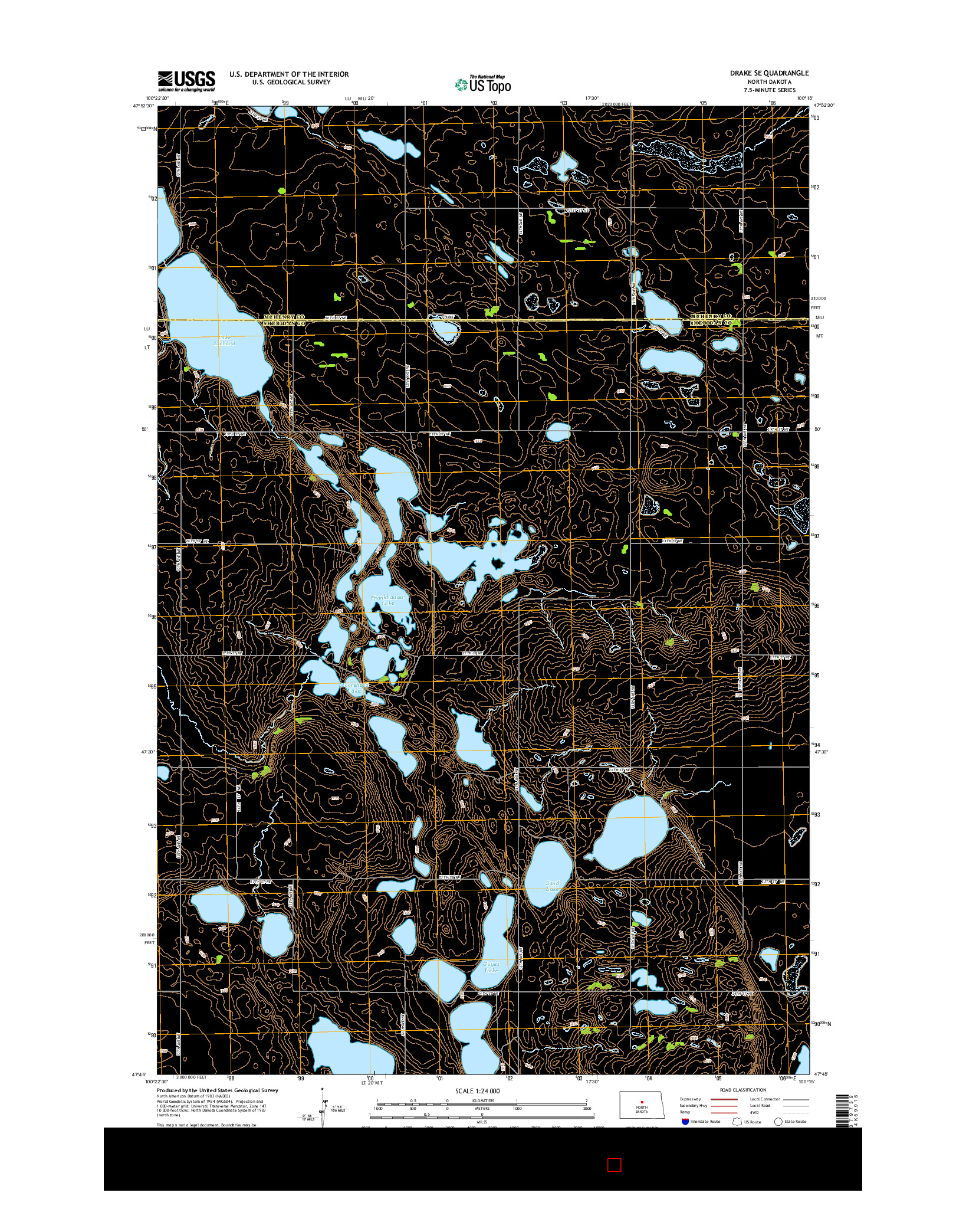 USGS US TOPO 7.5-MINUTE MAP FOR DRAKE SE, ND 2014