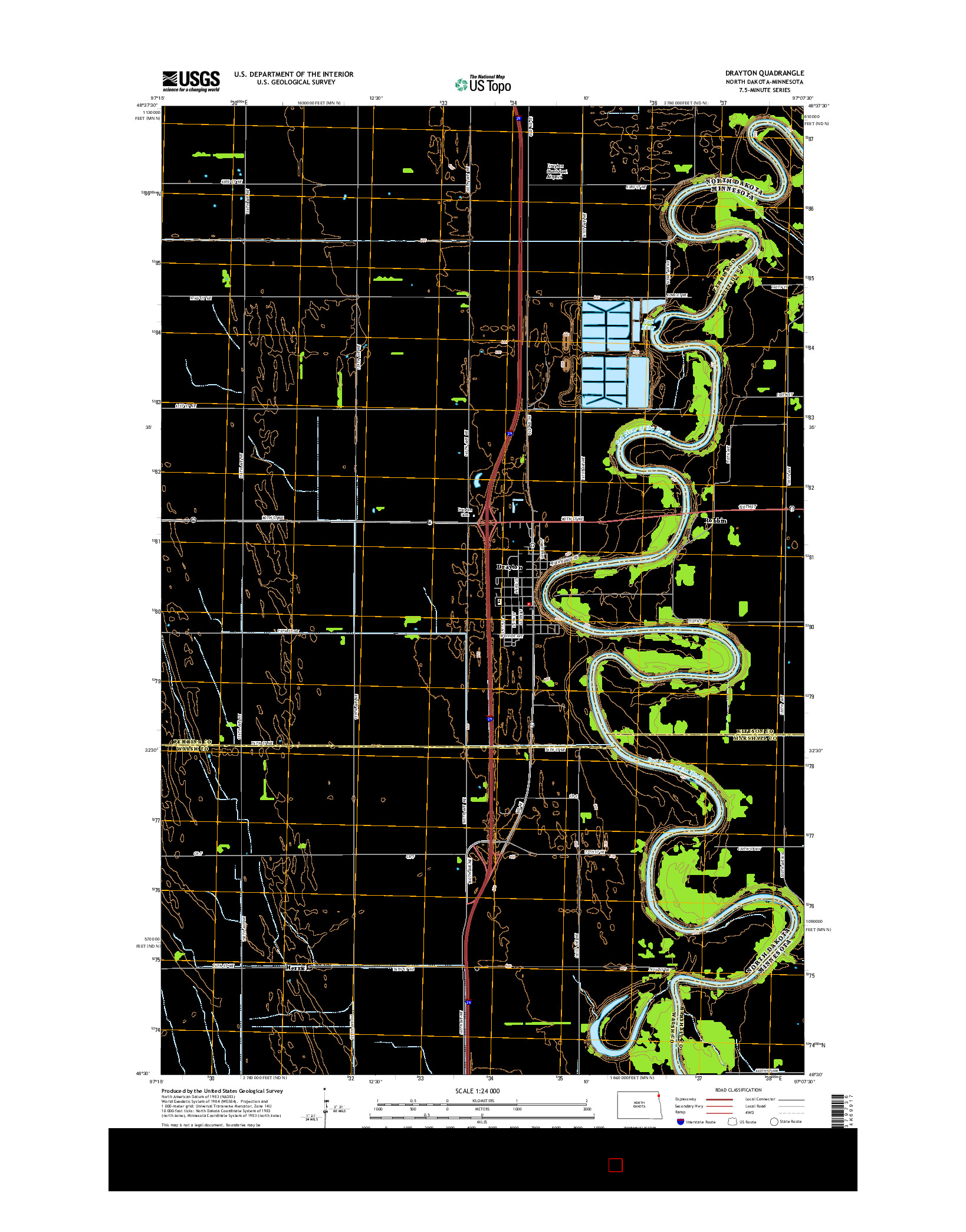 USGS US TOPO 7.5-MINUTE MAP FOR DRAYTON, ND-MN 2014