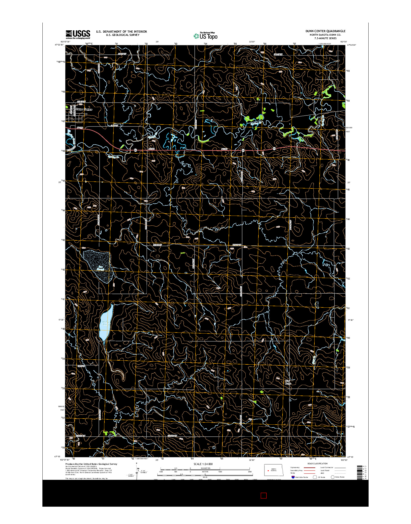 USGS US TOPO 7.5-MINUTE MAP FOR DUNN CENTER, ND 2014