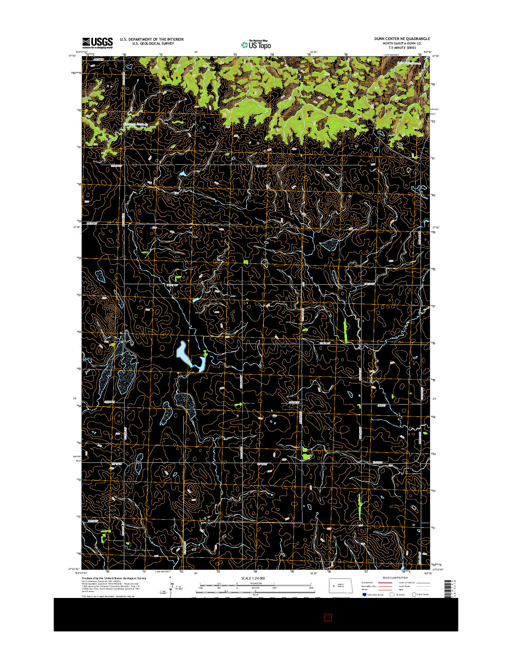 USGS US TOPO 7.5-MINUTE MAP FOR DUNN CENTER NE, ND 2014