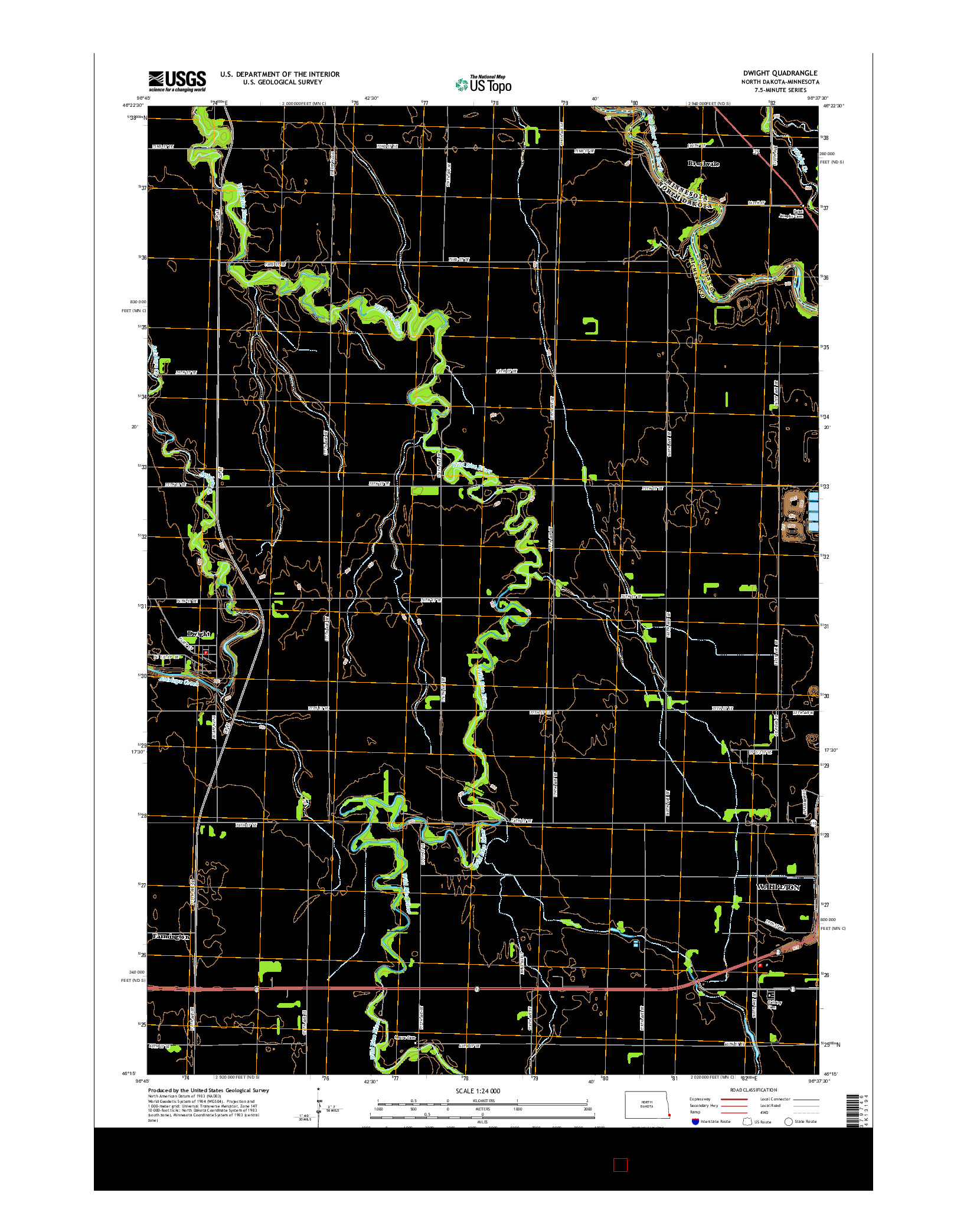 USGS US TOPO 7.5-MINUTE MAP FOR DWIGHT, ND-MN 2014