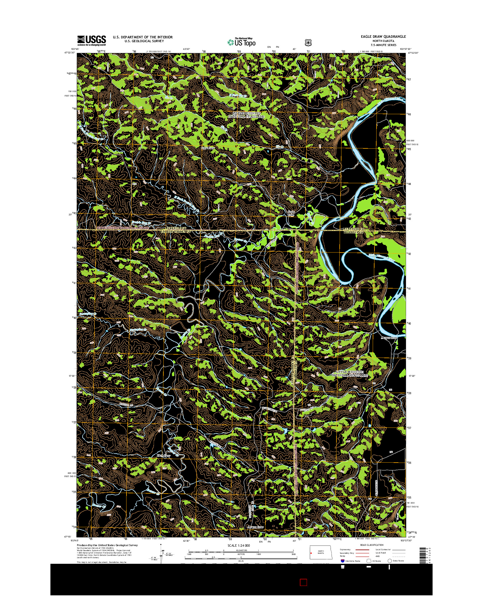 USGS US TOPO 7.5-MINUTE MAP FOR EAGLE DRAW, ND 2014