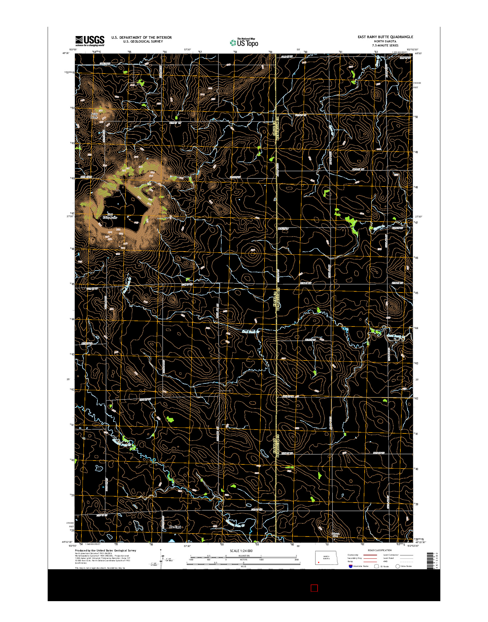 USGS US TOPO 7.5-MINUTE MAP FOR EAST RAINY BUTTE, ND 2014