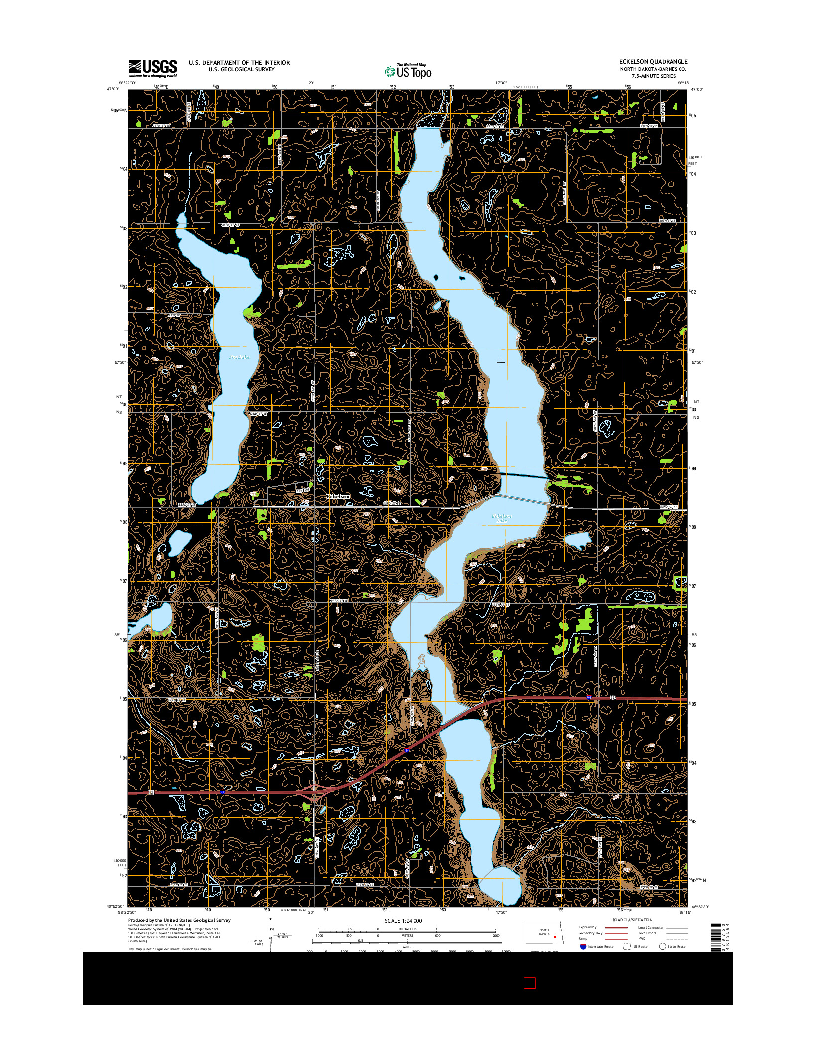 USGS US TOPO 7.5-MINUTE MAP FOR ECKELSON, ND 2014