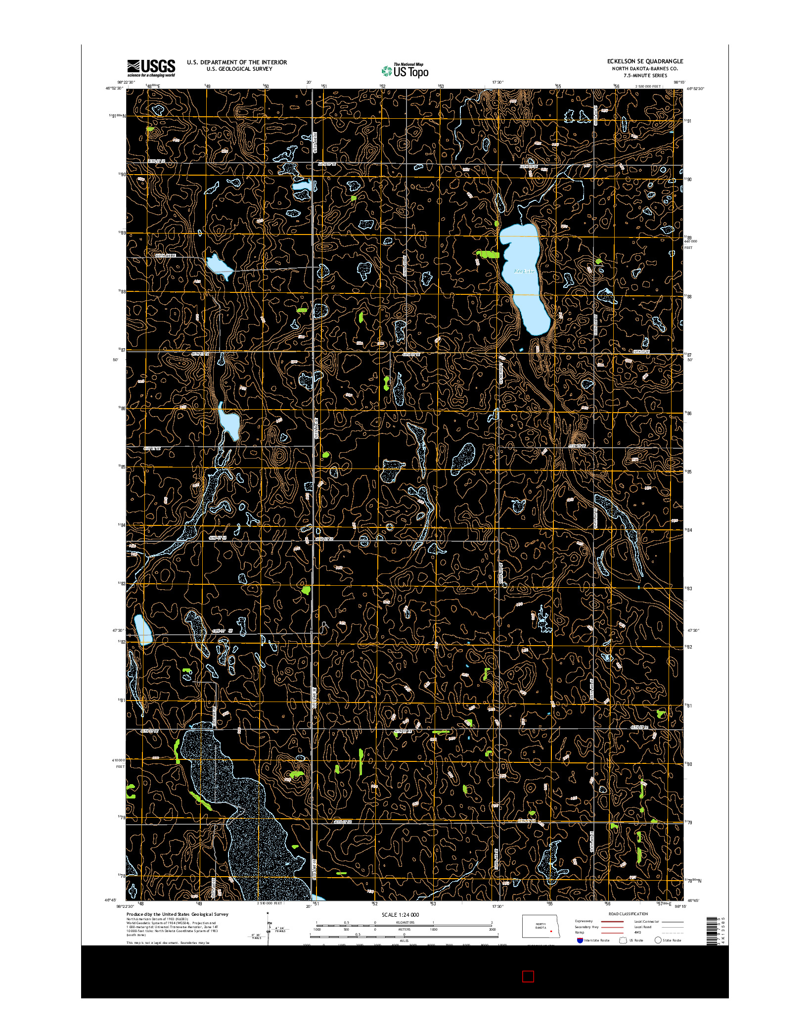 USGS US TOPO 7.5-MINUTE MAP FOR ECKELSON SE, ND 2014