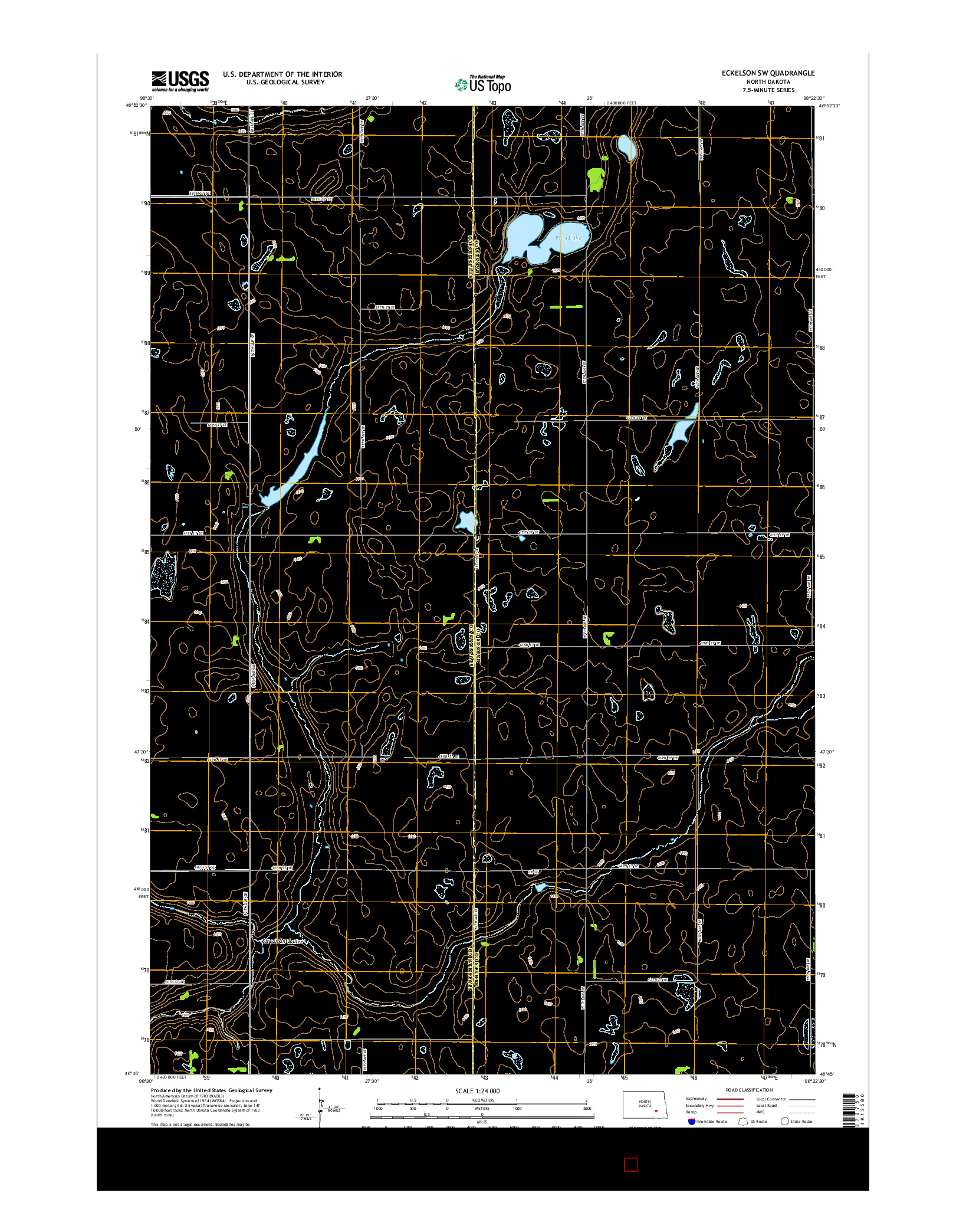 USGS US TOPO 7.5-MINUTE MAP FOR ECKELSON SW, ND 2014