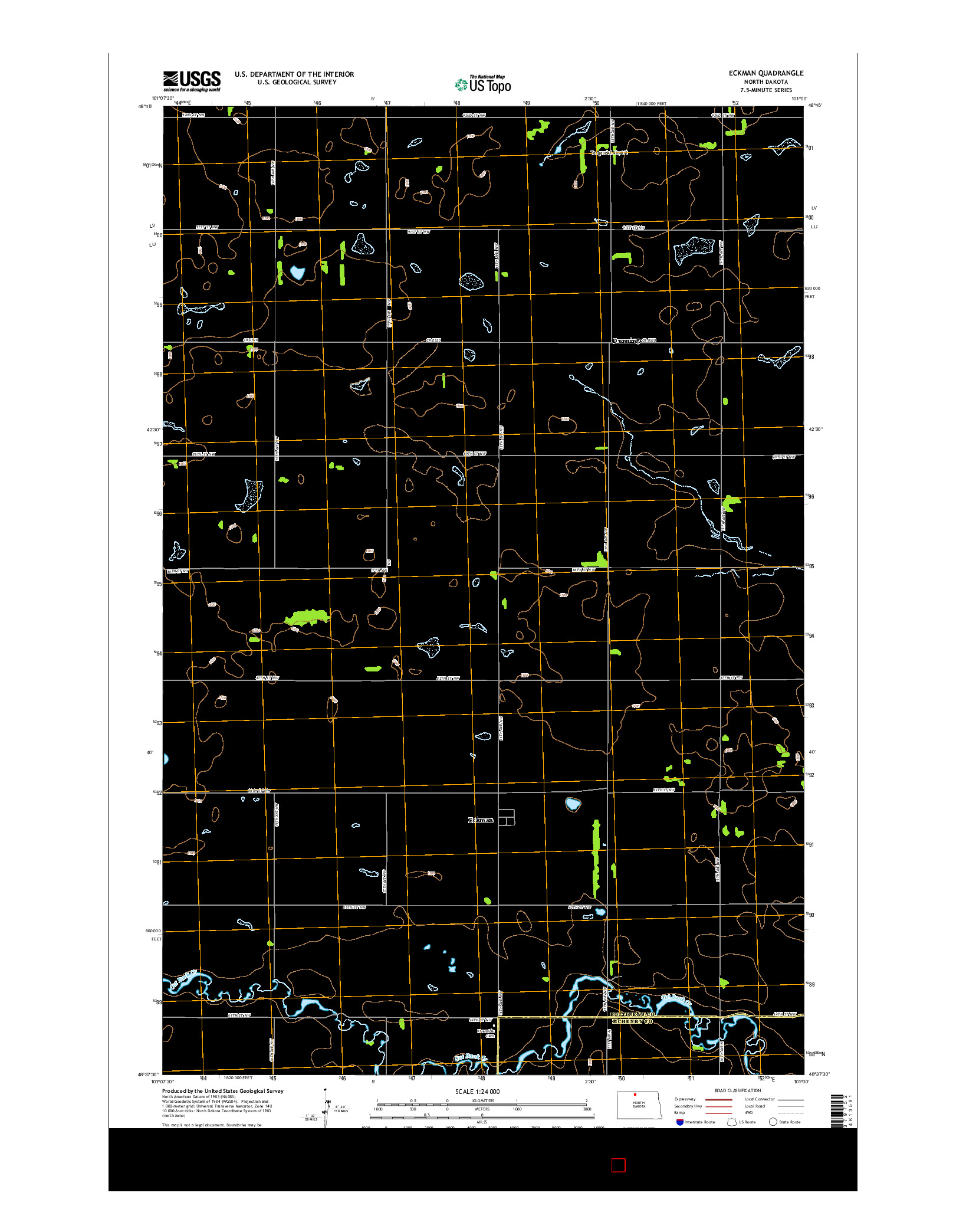 USGS US TOPO 7.5-MINUTE MAP FOR ECKMAN, ND 2014