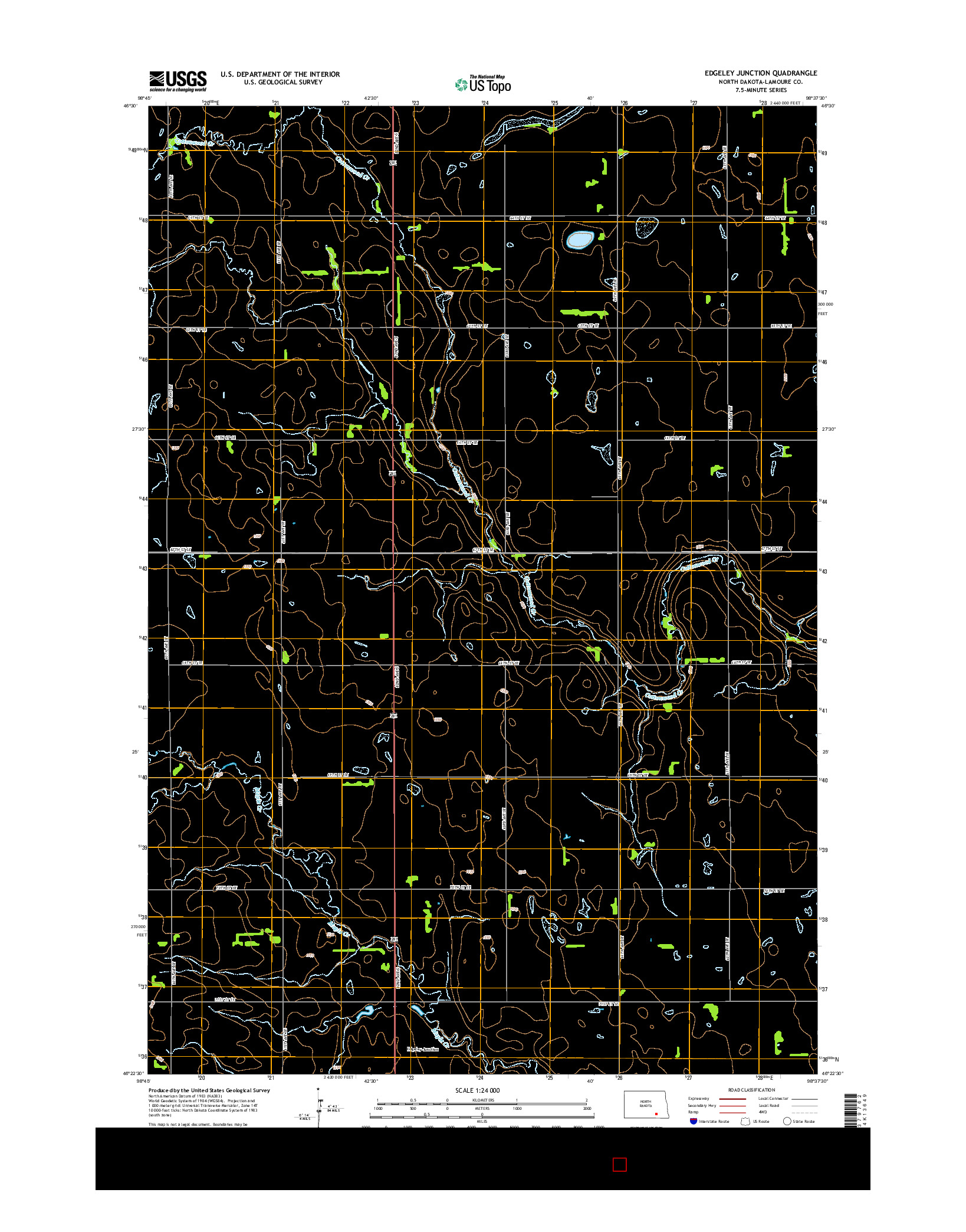 USGS US TOPO 7.5-MINUTE MAP FOR EDGELEY JUNCTION, ND 2014