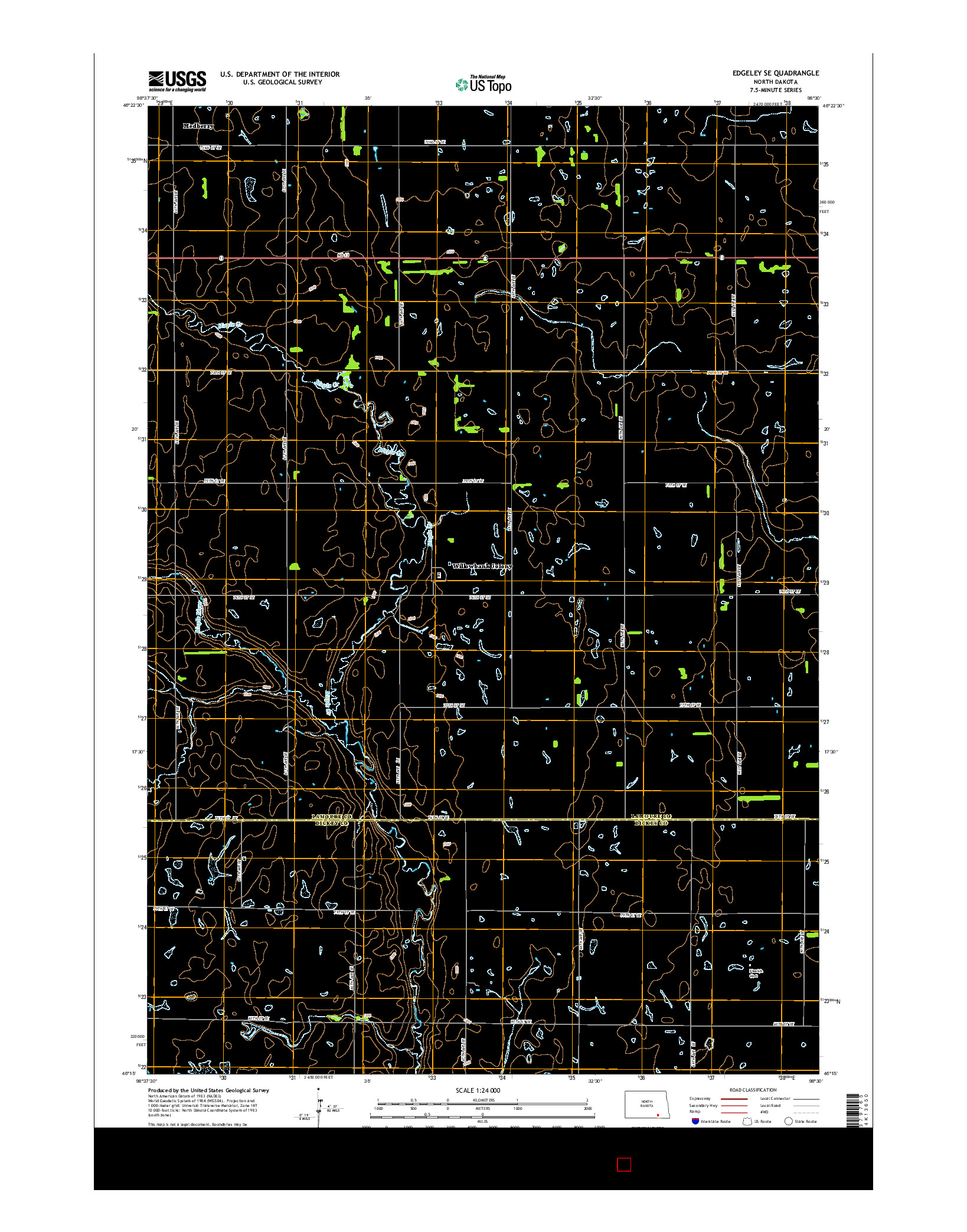 USGS US TOPO 7.5-MINUTE MAP FOR EDGELEY SE, ND 2014