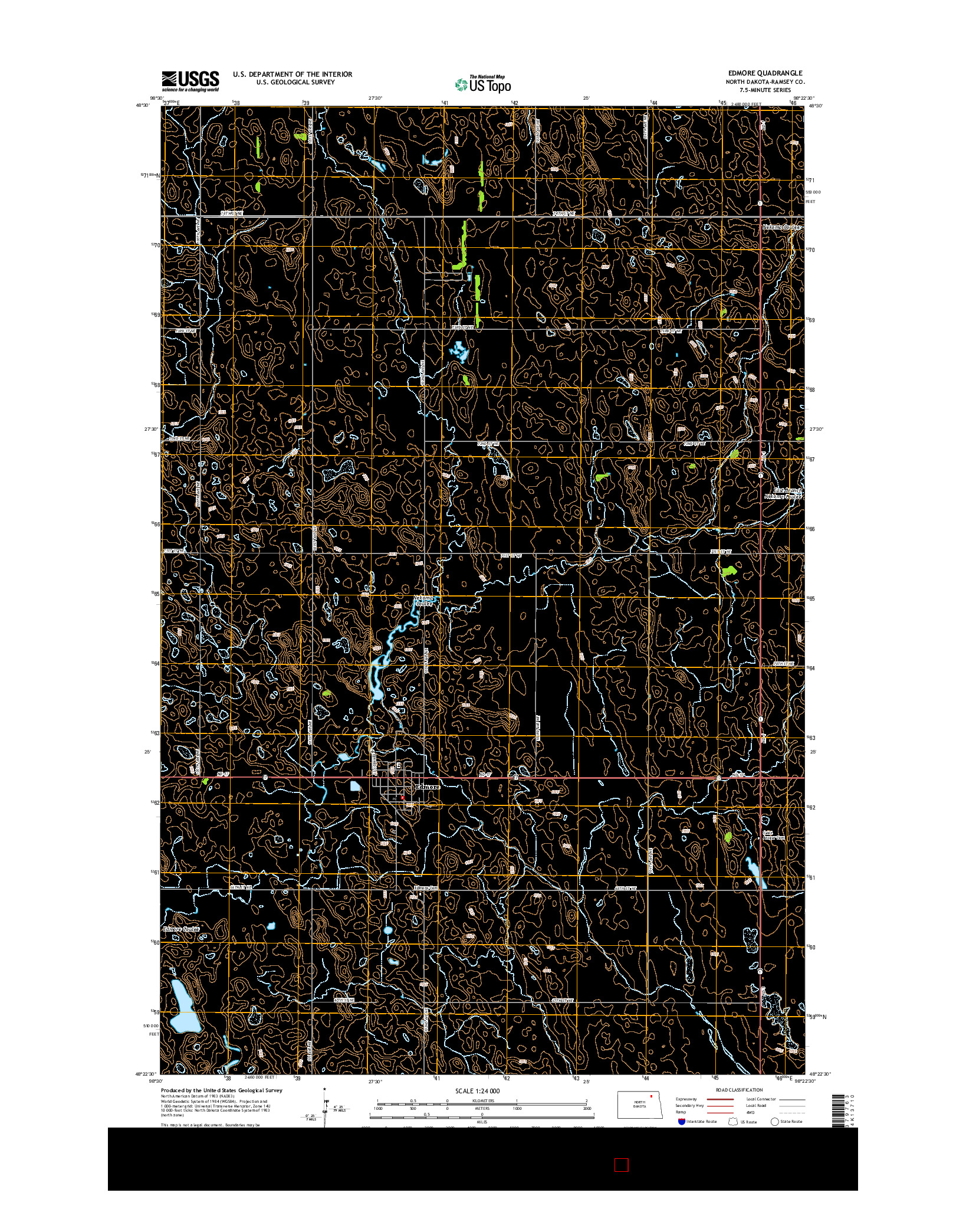 USGS US TOPO 7.5-MINUTE MAP FOR EDMORE, ND 2014